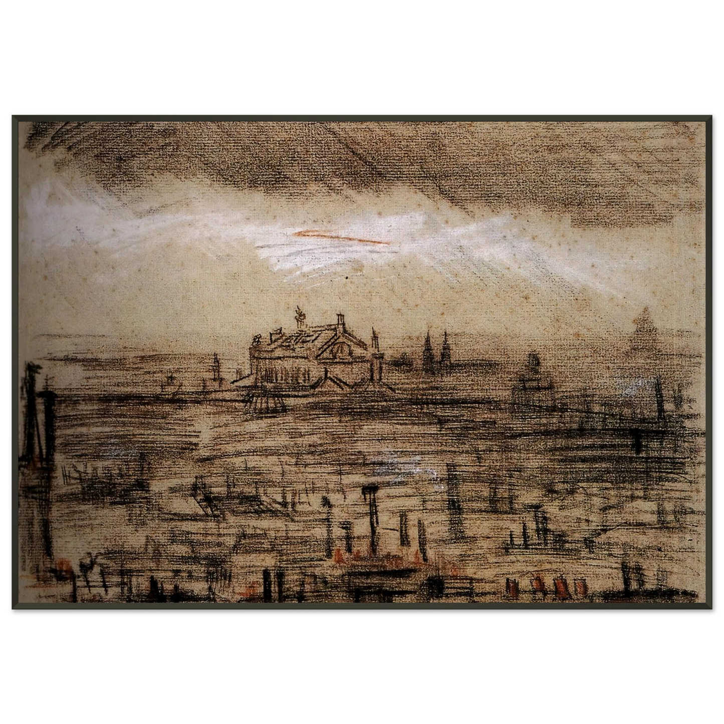 Vincent van Gogh  A View of Paris with the Op Framed Art Print  - Aluminum Frame - 21x29.7 cm / 8x12"