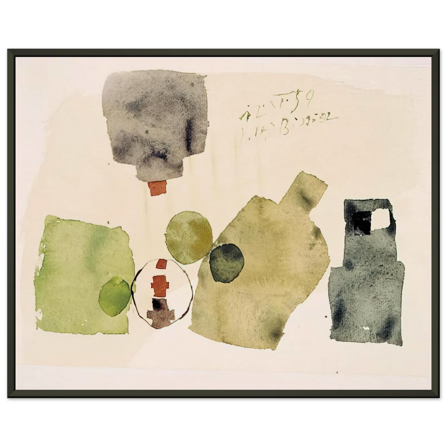 Julius Bissier 12XI59 1959 Framed Art Print - Aluminum Frame - 70x100 cm / 28x40 inches
