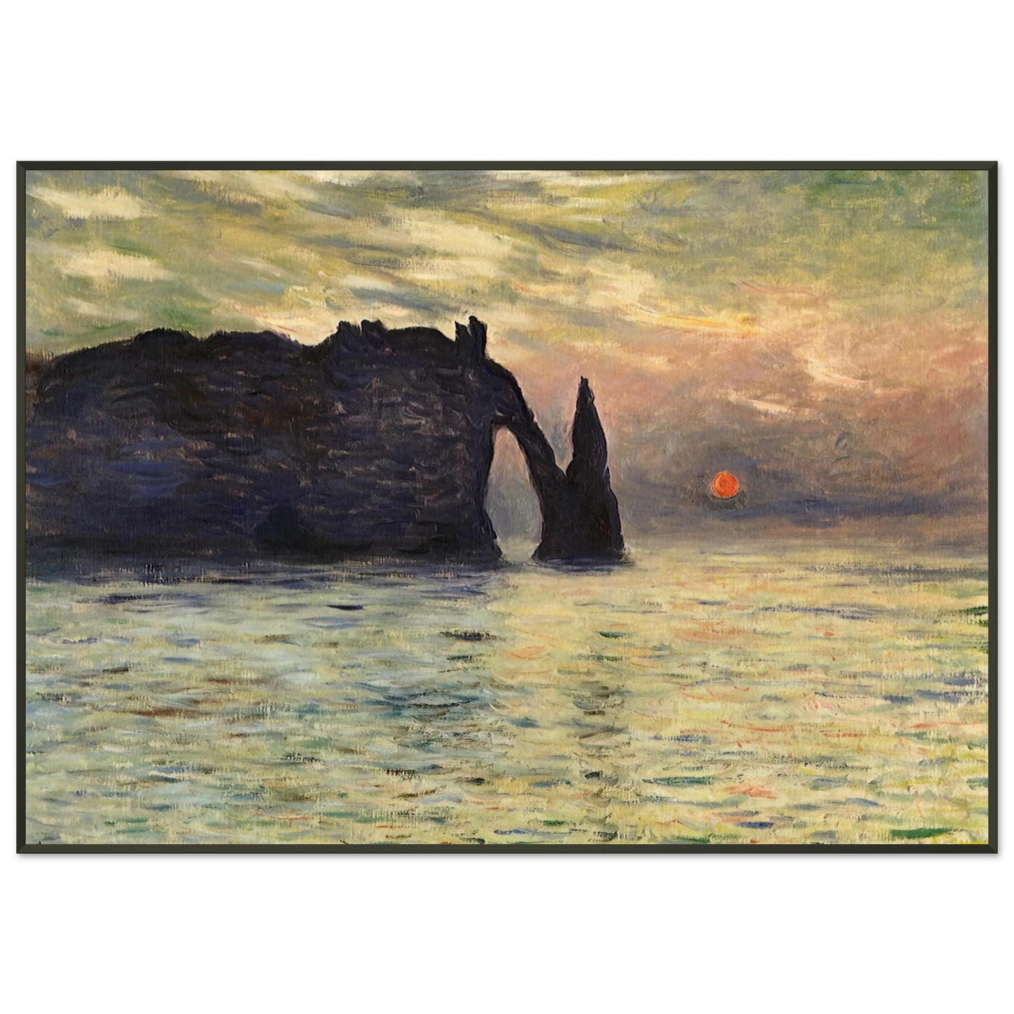 claude monet  The Manneport Cliff at Etretat Sunset Framed Art Print  - Aluminum Frame - 21x29.7 cm / 8x12"