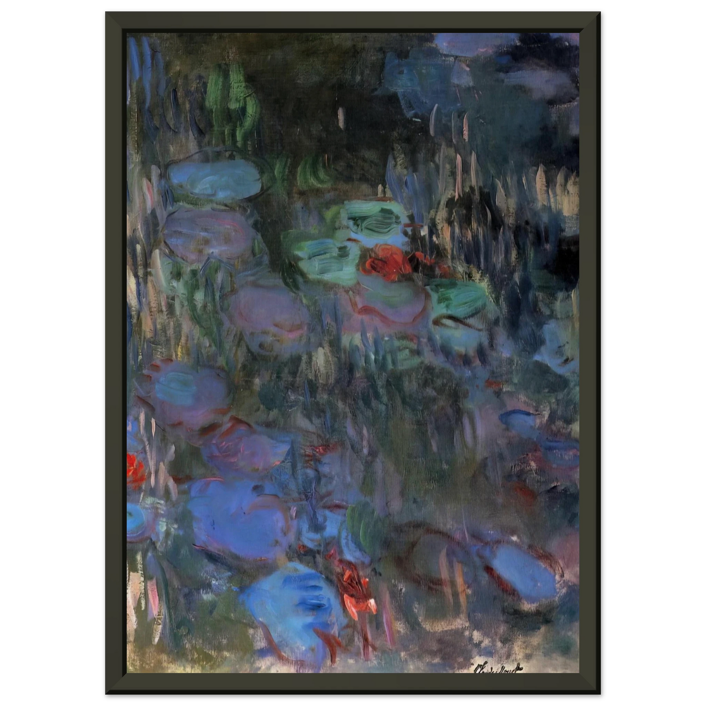 claude monet Water Lilies Reflections of Weeping Willows right half Framed Art Print - Aluminum Frame - 40x50 cm / 16x20 inches
