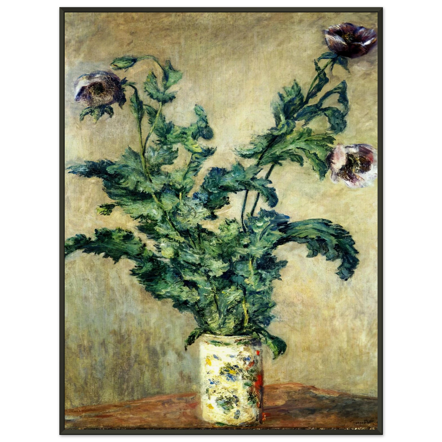 claude monet  Purple Poppies Framed Art Print  - Aluminum Frame - 40x50 cm / 16x20 inches
