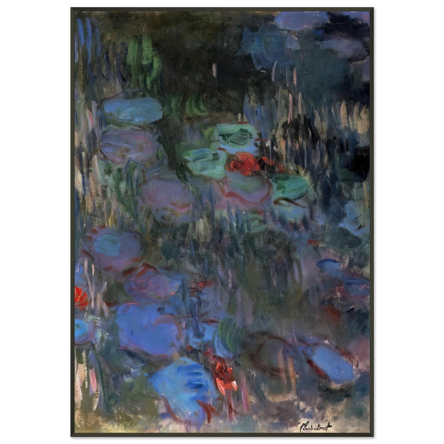 claude monet Water Lilies Reflections of Weeping Willows right half Framed Art Print - Aluminum Frame - 21x29.7 cm / 8x12"