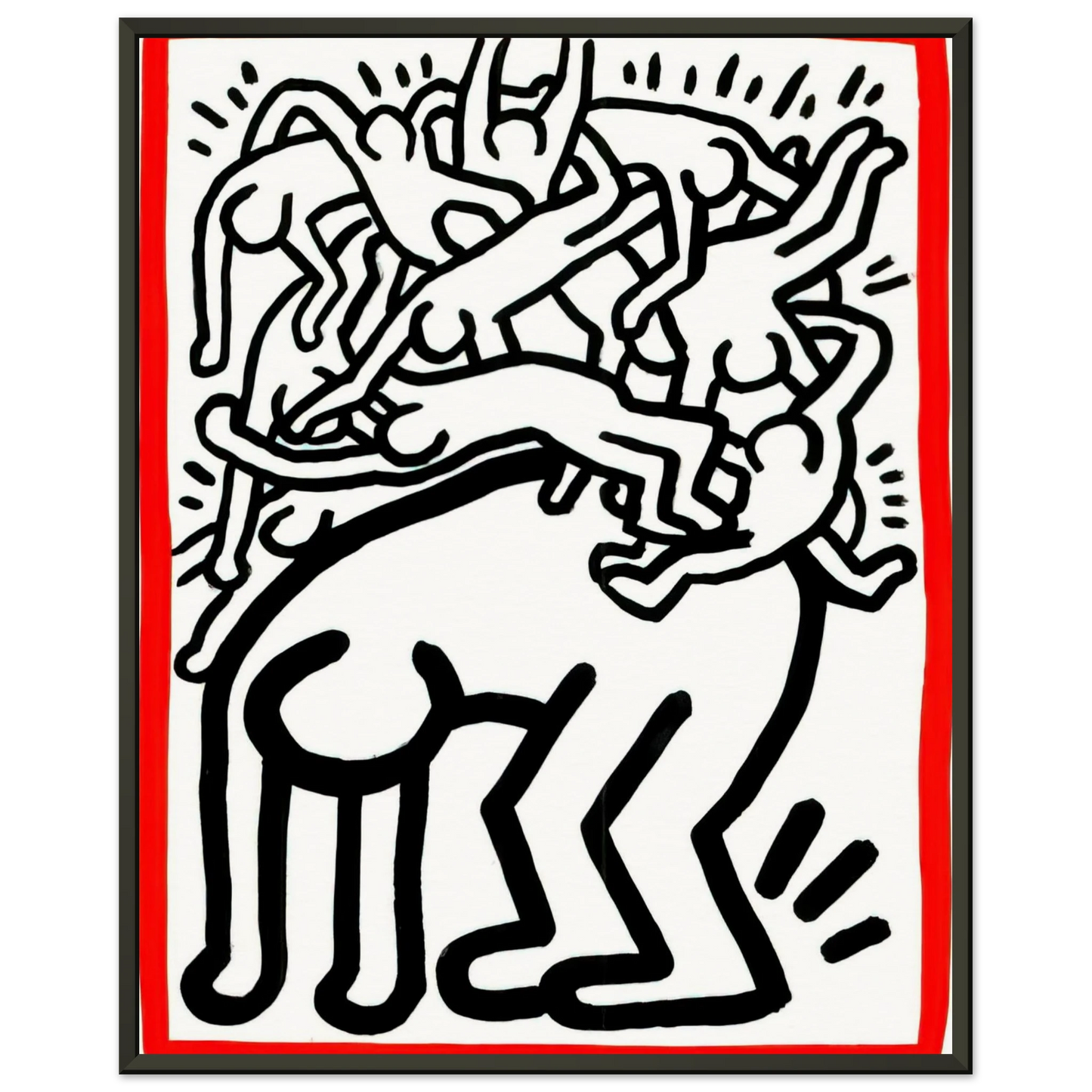 Keith Haring FIGHT AIDS WORLDWIDE 1990 Framed Art Print - Aluminum Frame - 60x80 cm / 24x32 inches