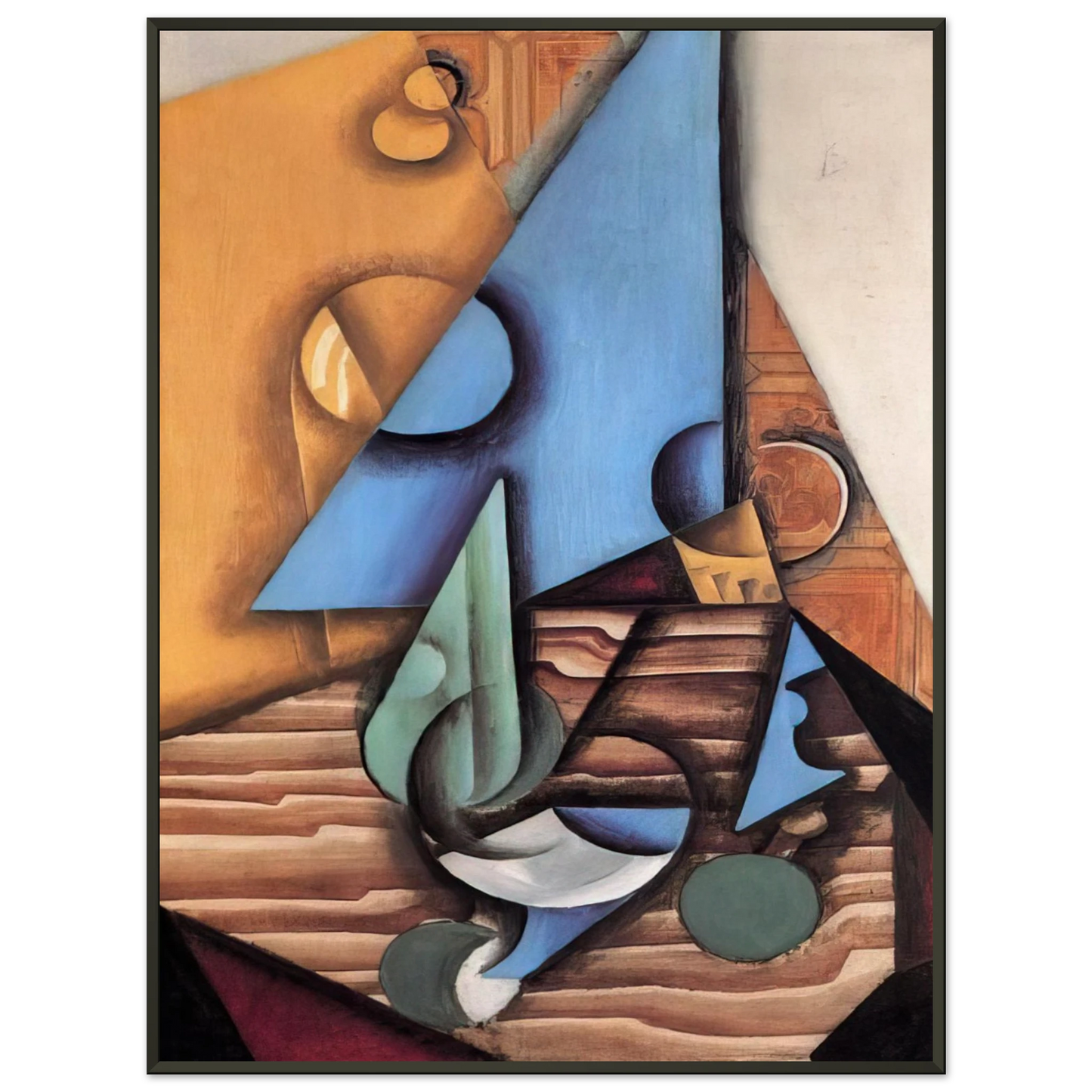 Juan Gris BOTTLE AND GLASS ON A TABLE 1914 Framed Art Print - Aluminum Frame - 40x50 cm / 16x20 inches