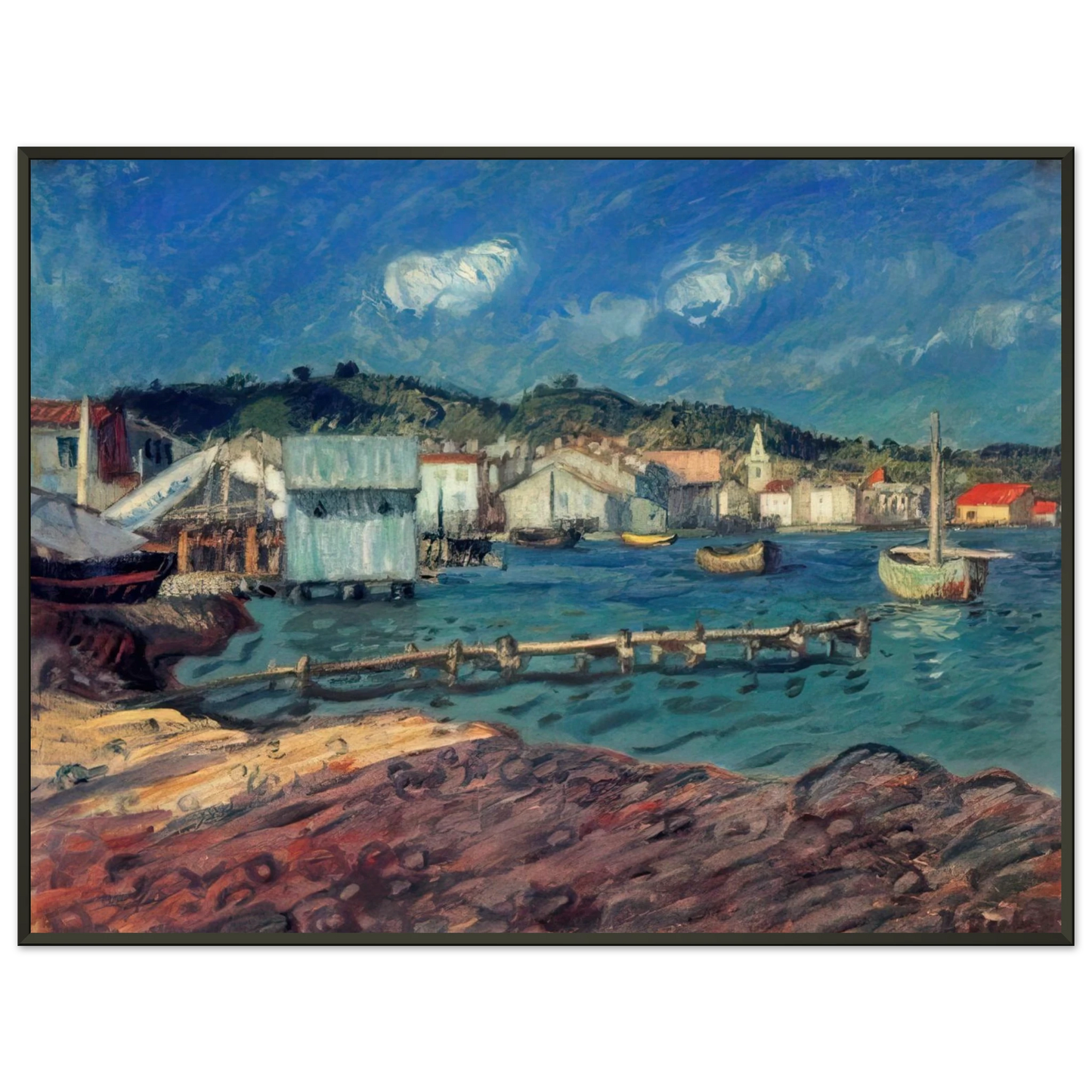 Raoul Dufy THE PORT OF MARTIGUES Framed Art Print - Aluminum Frame - 70x100 cm / 28x40 inches