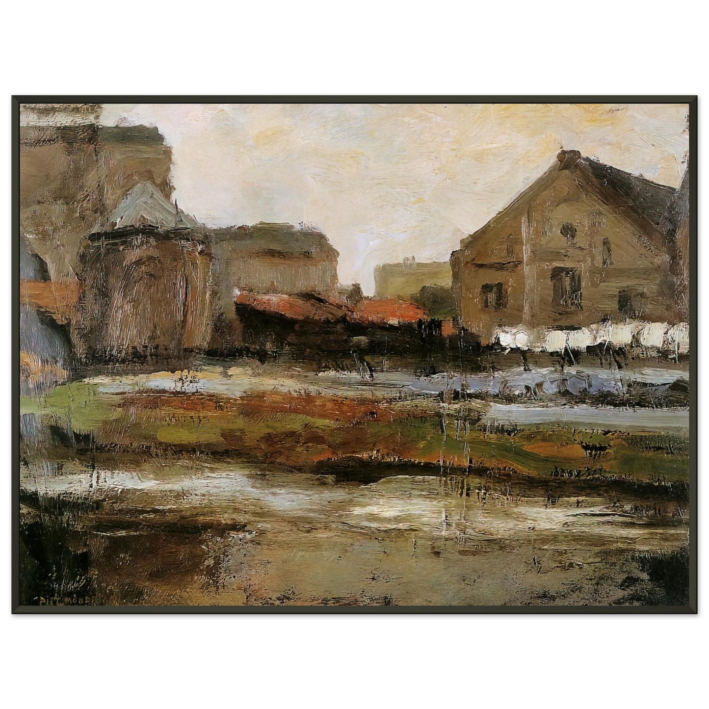 Piet Mondrian Schinkelbuurtje Sun Framed Art Print - Aluminum Frame - 70x100 cm / 28x40 inches