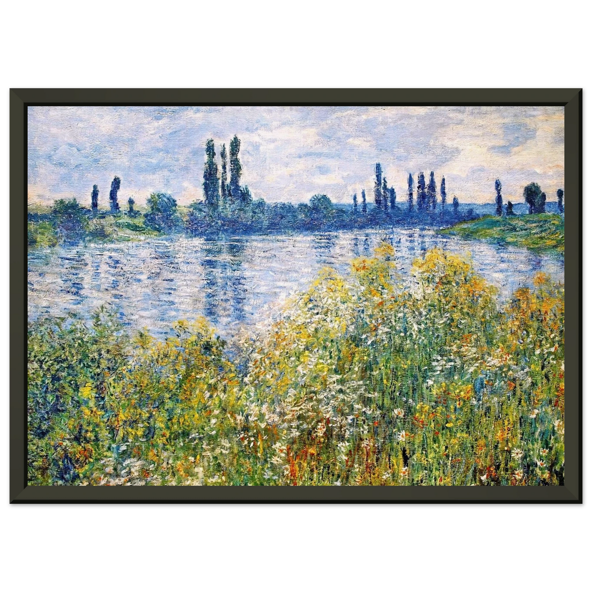 claude monet  Flowers on the Banks of Seine near Vetheuil Framed Art Print  - Aluminum Frame - 40x50 cm / 16x20 inches