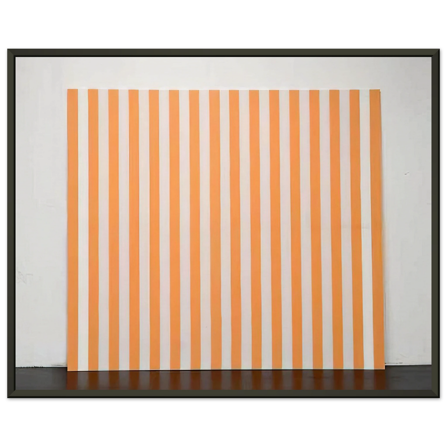 Daniel Buren Peinture acrylique blanche sur tissu raye blanc et orange 1972 Framed Art Print - Aluminum Frame - 40x50 cm / 16x20 inches
