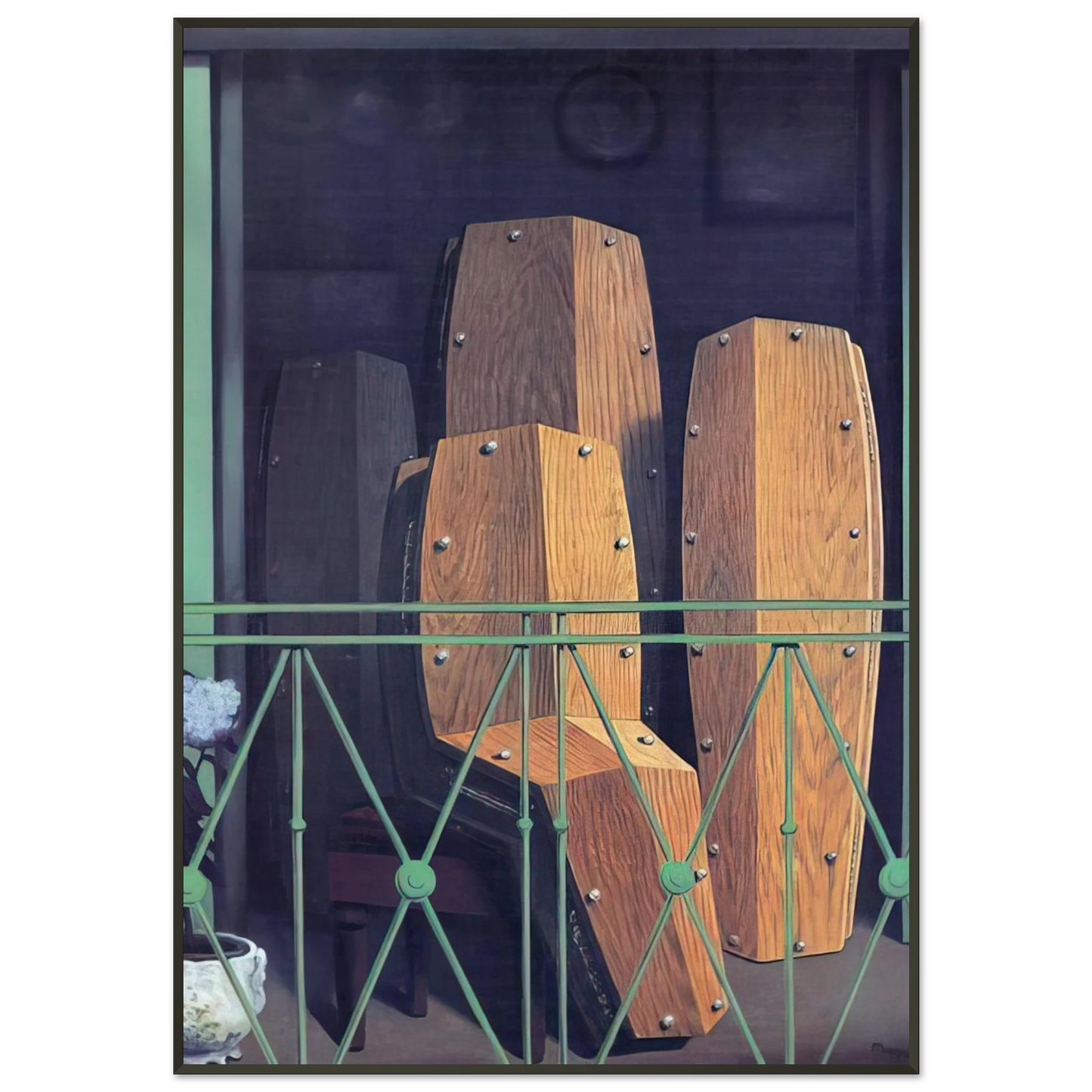 Rene Magritte MANET S BALCONY 1950 Framed Art Print - Aluminum Frame - 21x29.7 cm / 8x12"