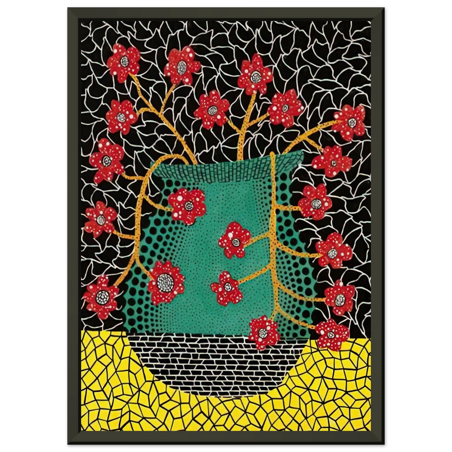 Yayoi Kusama FLOWERS 1983 Framed Art Print - Aluminum Frame - 60x80 cm / 24x32 inches