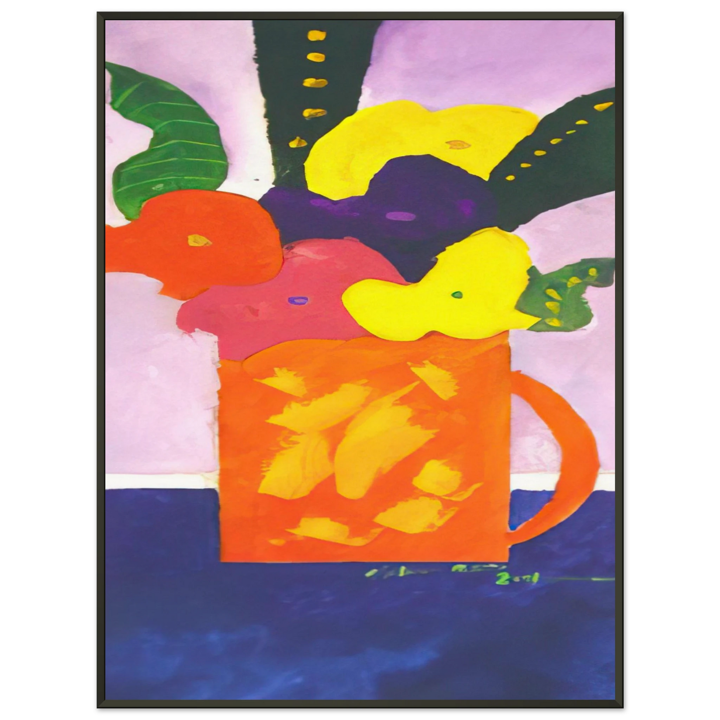 Aldemir Martins Jar With Flowers 2001 Framed Art Print - Aluminum Frame - 70x100 cm / 28x40 inches