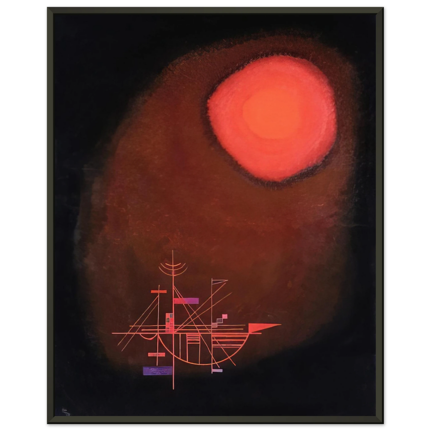 Wassily Kandinsky RED SUN AND SHIP Framed Art Print - Aluminum Frame - 60x80 cm / 24x32 inches