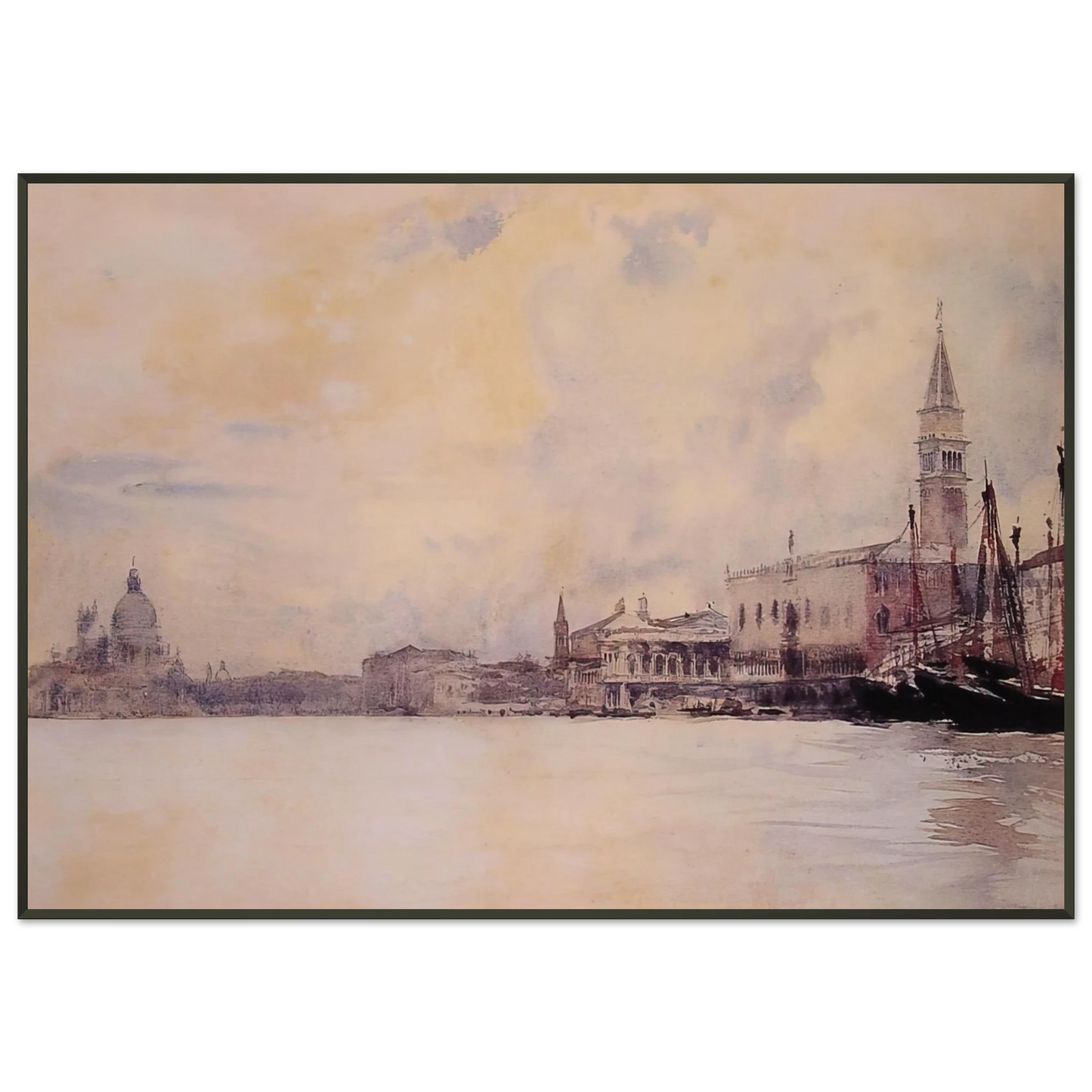 John Singer Sargent  The Entrance to the Grand Canal Venice Framed Art Print  - Aluminum Frame - 21x29.7 cm / 8x12"