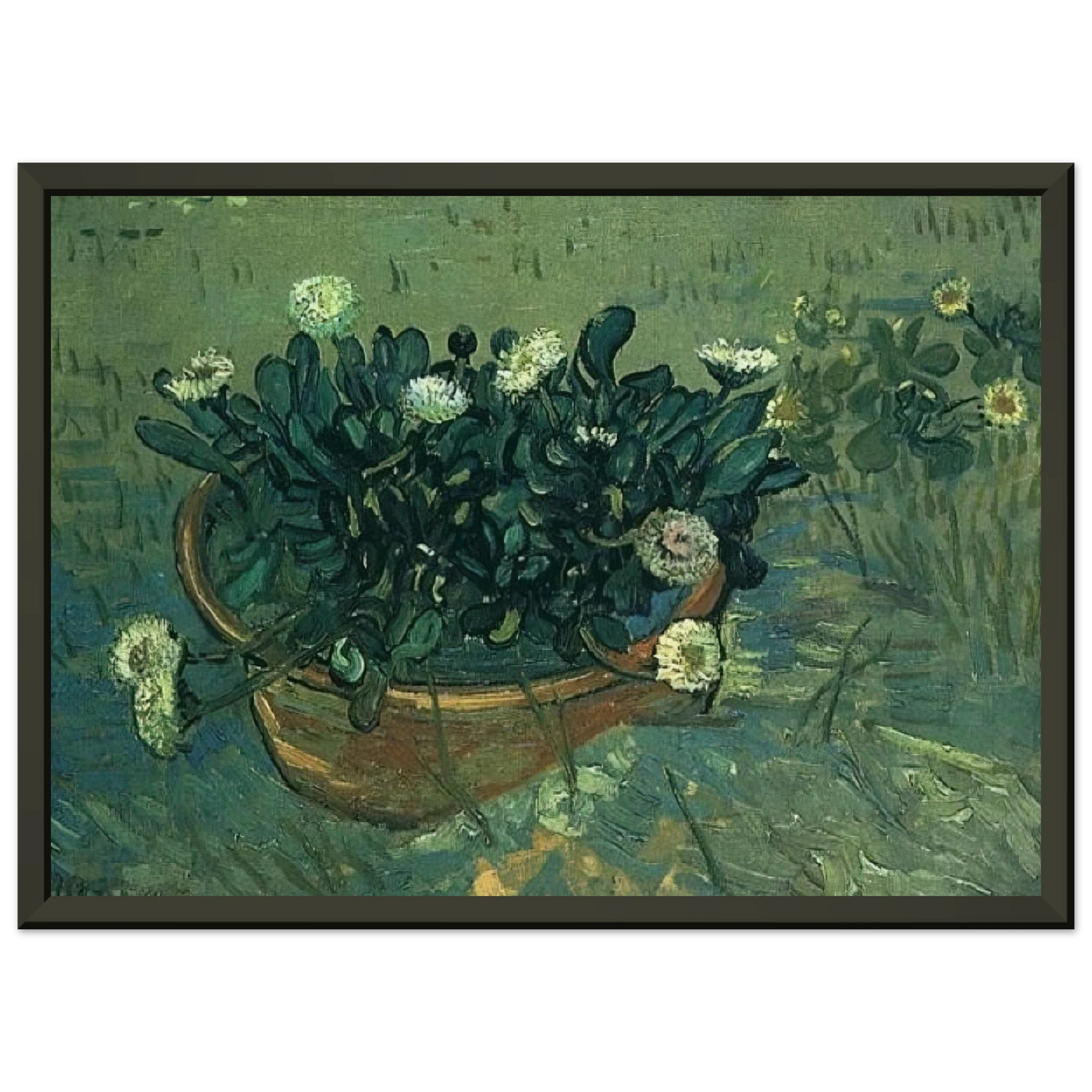 Vincent van Gogh  Still Life Bowl with Daisies Framed Art Print  - Aluminum Frame - 60x80 cm / 24x32 inches