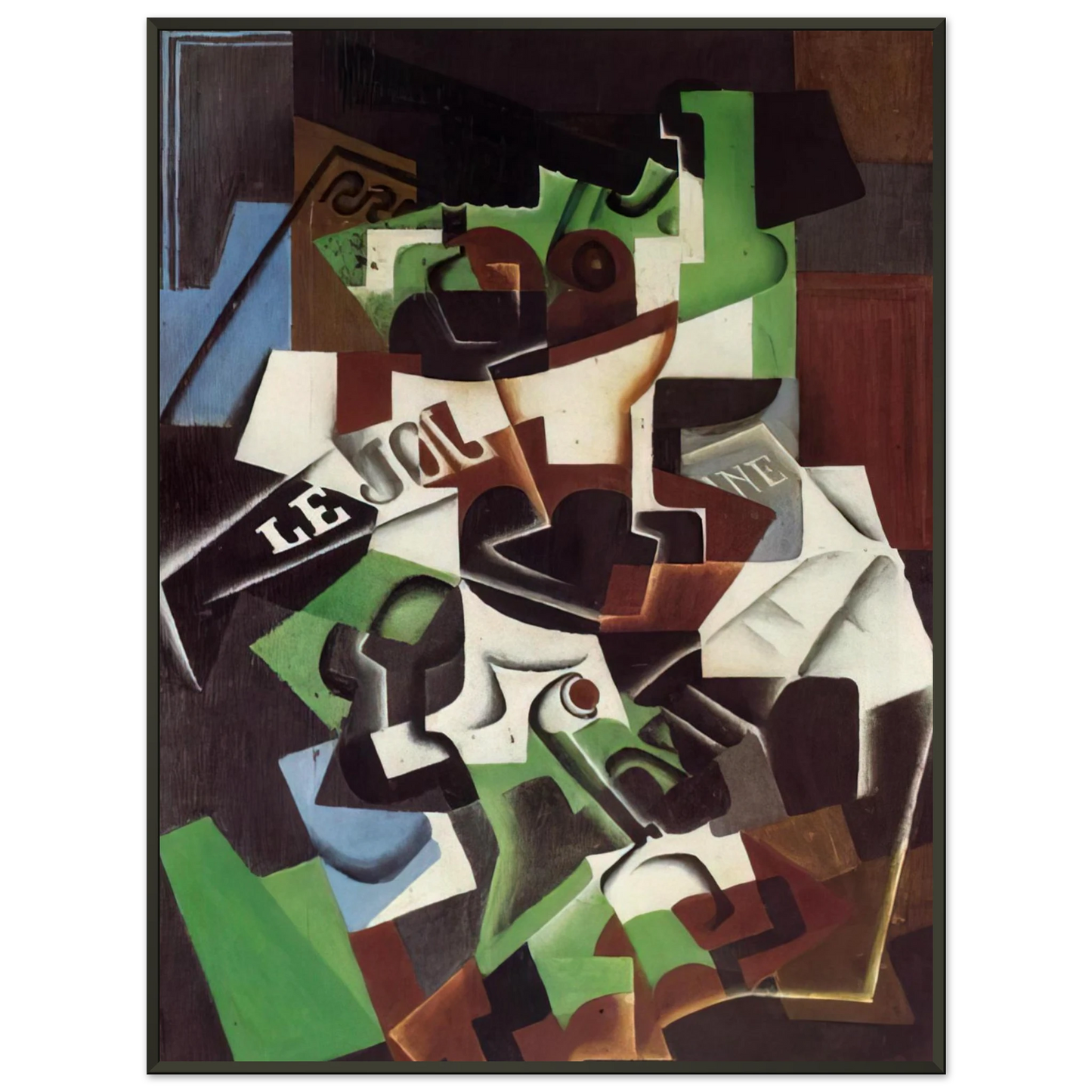 Juan Gris  FRUIT BOWL PIPE AND NEWSPAPER Framed Art Print  - Aluminum Frame - 60x80 cm / 24x32 inches