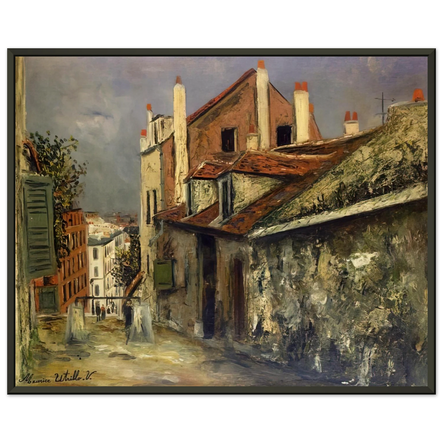 Maurice Utrillo THE HOUSE OF MIMI PINSON IN MONTMARTRE Framed Art Print - Aluminum Frame - 60x80 cm / 24x32 inches