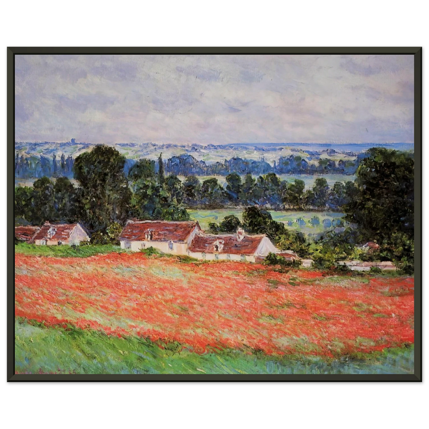 claude monet  Poppy Field at Giverny Framed Art Print  - Aluminum Frame - 70x100 cm / 28x40 inches