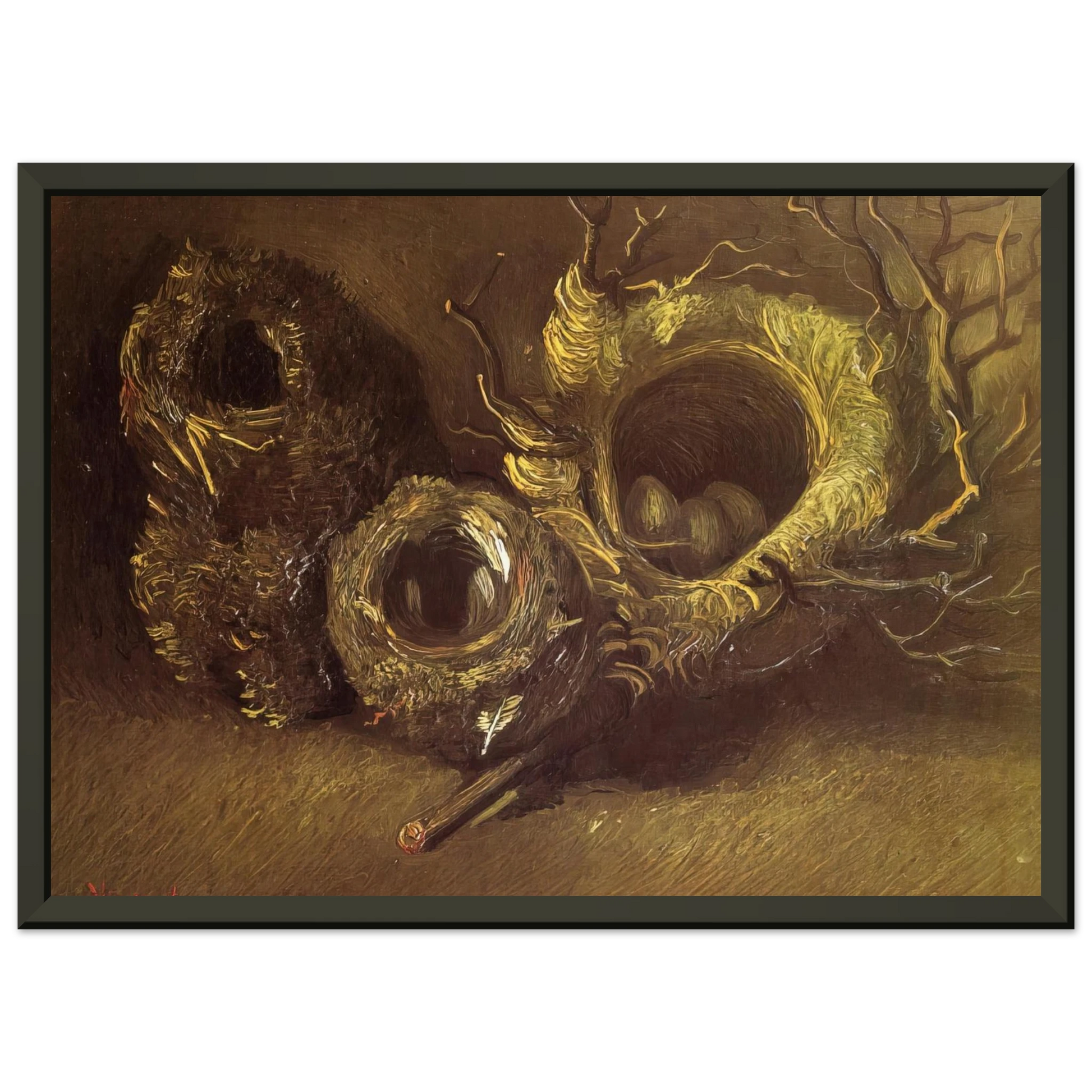 Vincent van Gogh  Still Life with Three Birds Nests Framed Art Print  - Aluminum Frame - 70x100 cm / 28x40 inches