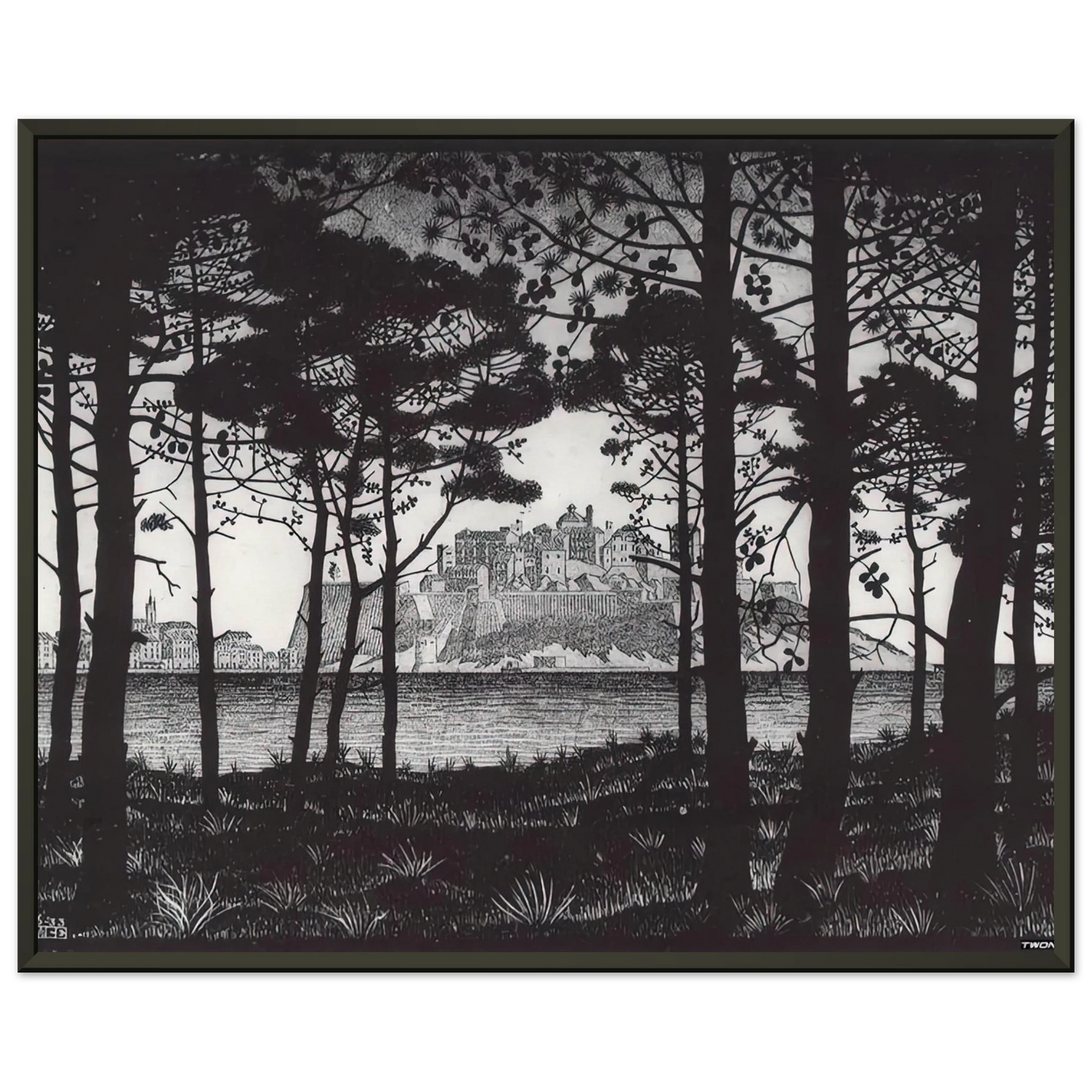 MC Escher  PINETA OF CALVI CORSICA Framed Art Print  - Aluminum Frame - 40x50 cm / 16x20 inches