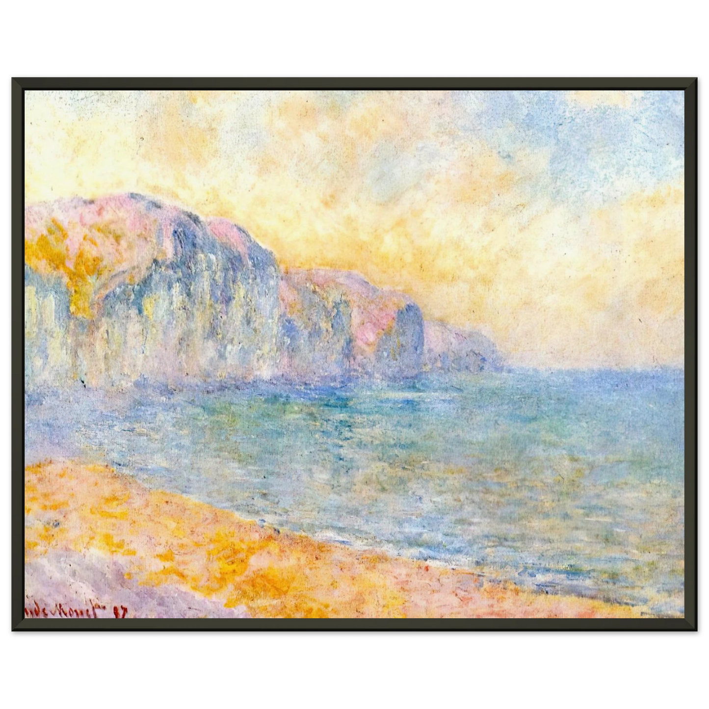 claude monet Cliffs at Pourville Morning Framed Art Print - Aluminum Frame - 40x50 cm / 16x20 inches