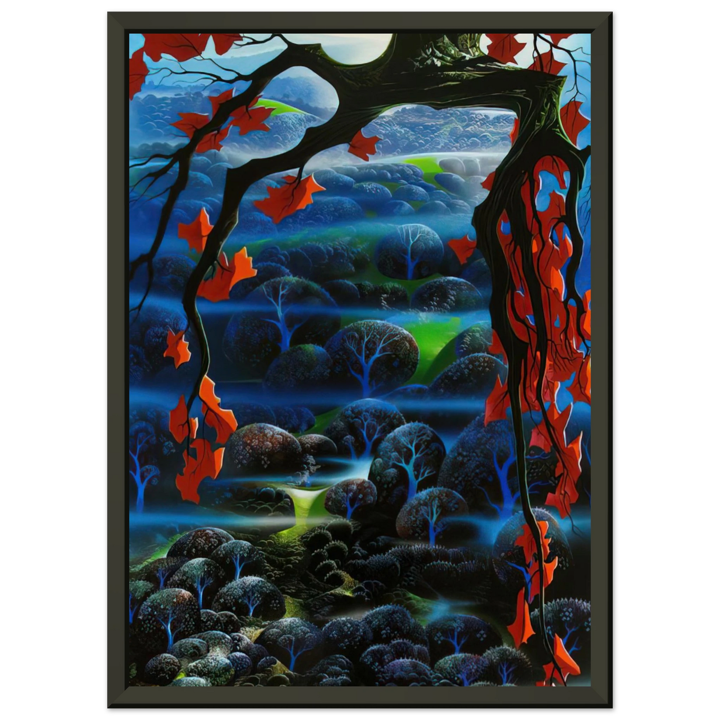 Eyvind Earle Valley of Dreams Framed Art Print - Aluminum Frame - 60x80 cm / 24x32 inches
