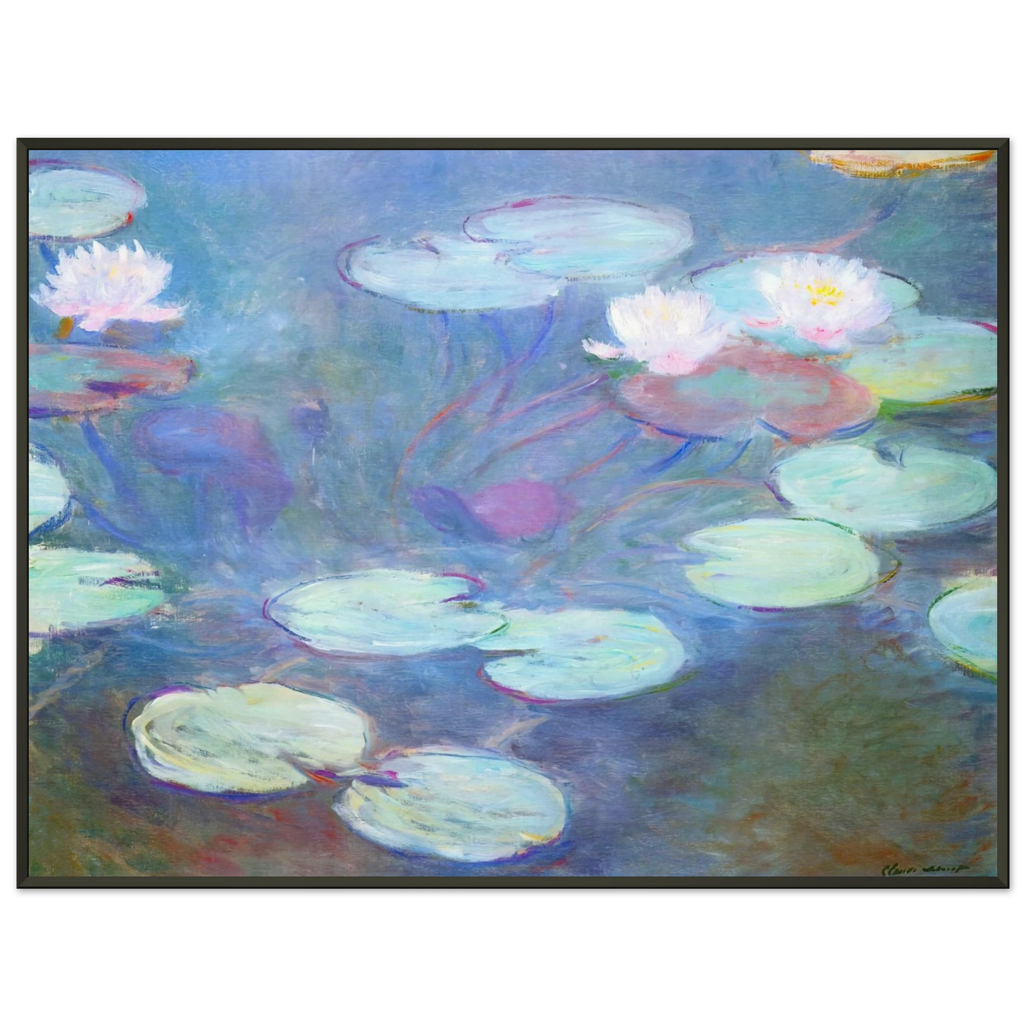 claude monet Water Lilies Pink Framed Art Print - Aluminum Frame - 40x50 cm / 16x20 inches