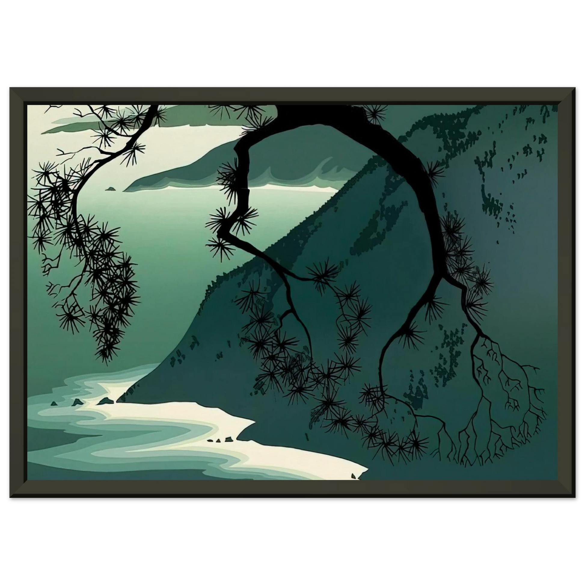 Eyvind Earle  Quiet Evening Framed Art Print  - Aluminum Frame - 40x50 cm / 16x20 inches