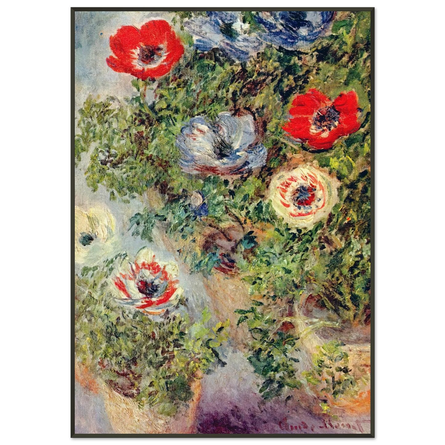 claude monet  Stilll Life with Anemones Framed Art Print  - Aluminum Frame - 21x29.7 cm / 8x12"