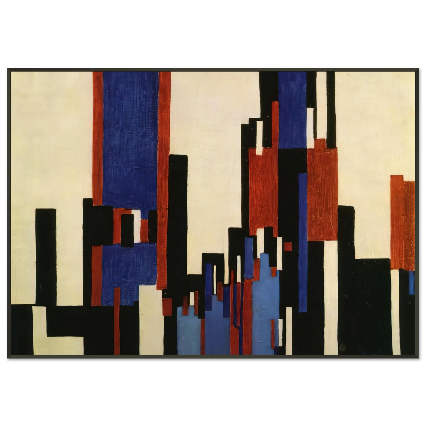 Frantisek Kupka Vertical Plains Blue and Red Framed Art Print - Aluminum Frame - 21x29.7 cm / 8x12"