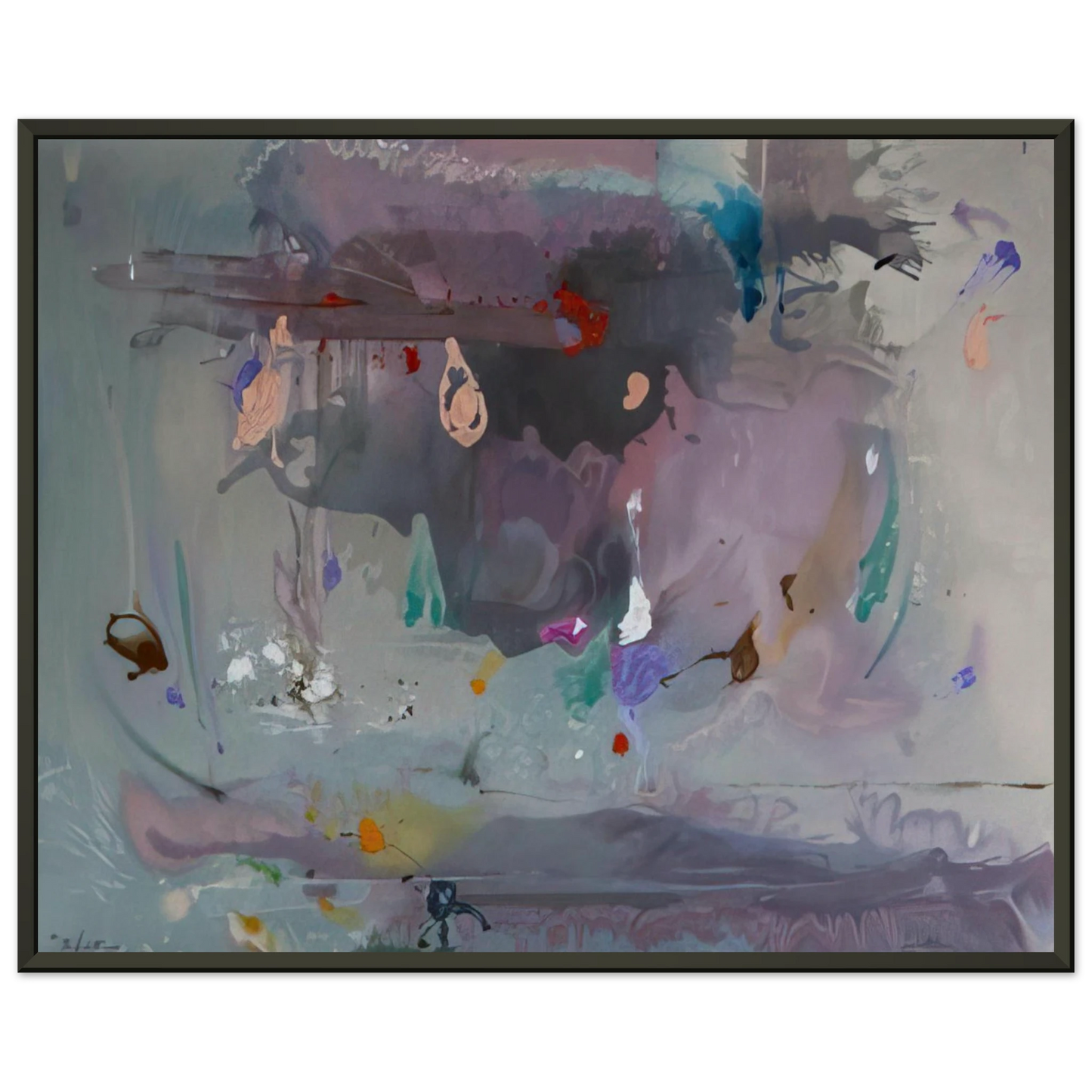 Helen Frankenthaler  Grey Fireworks  2000 Framed Art Print  - Aluminum Frame - 70x100 cm / 28x40 inches