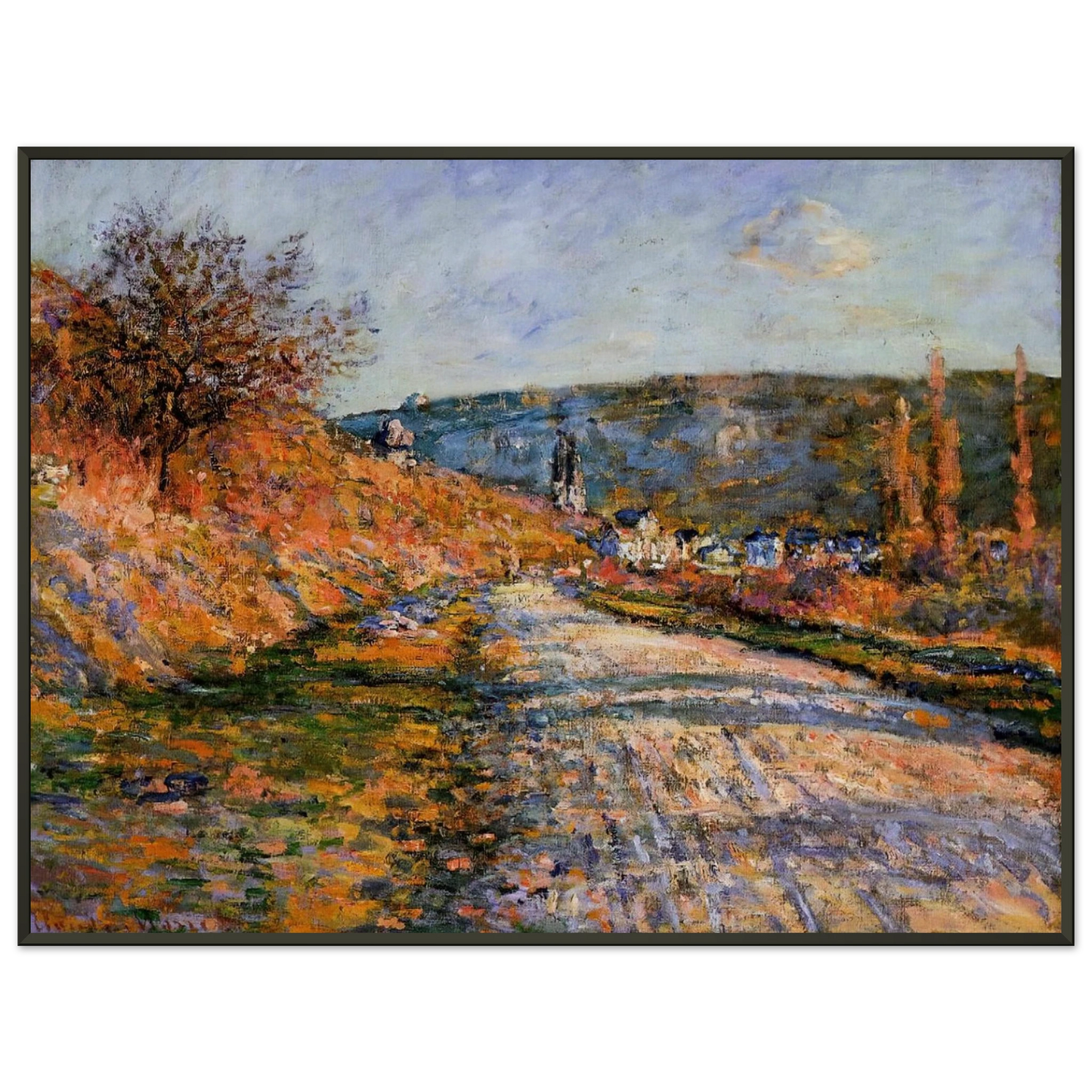 claude monet The Road to Vetheuil Framed Art Print - Aluminum Frame - 40x50 cm / 16x20 inches