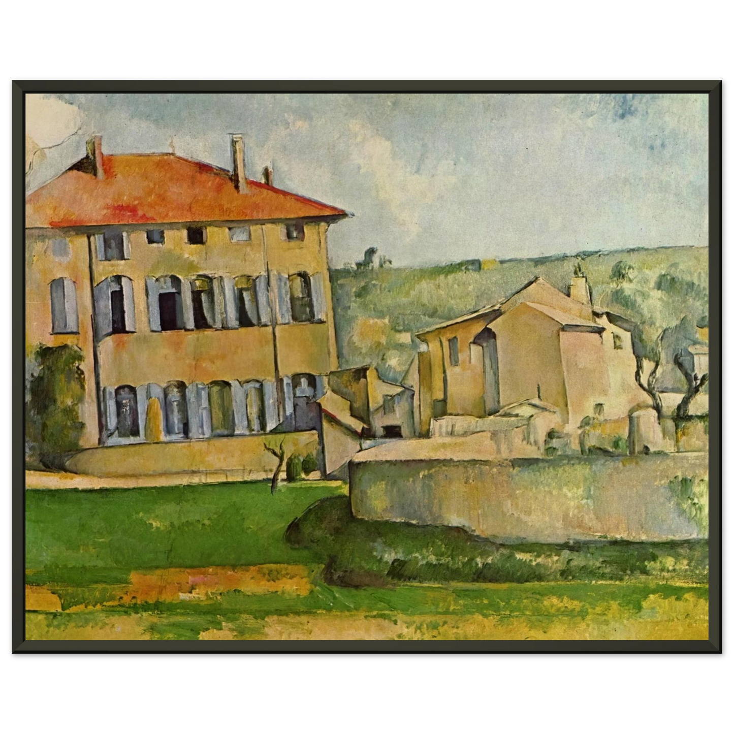 Paul Cezanne House and Farm at Jas de Bouffan Framed Art Print - Aluminum Frame - 60x80 cm / 24x32 inches