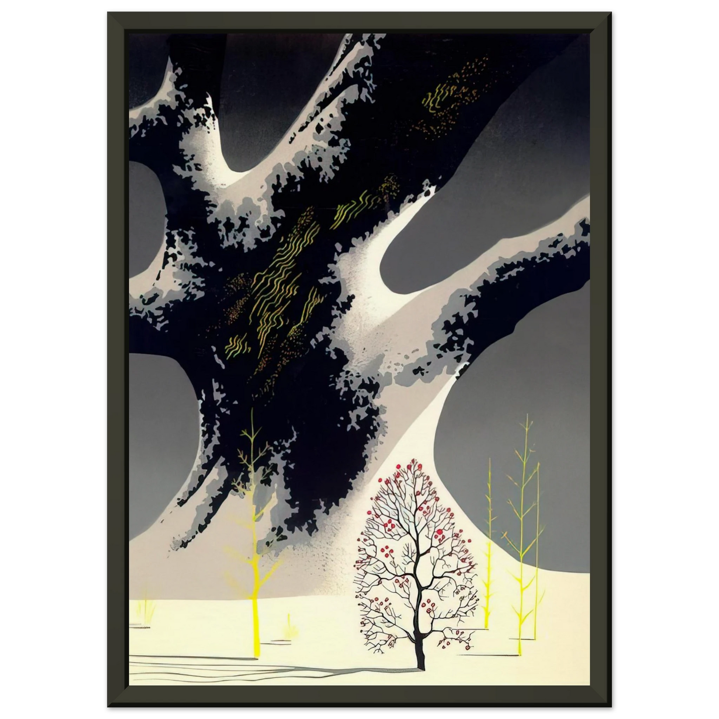 Eyvind Earle Winter Oak Framed Art Print - Aluminum Frame - 60x80 cm / 24x32 inches