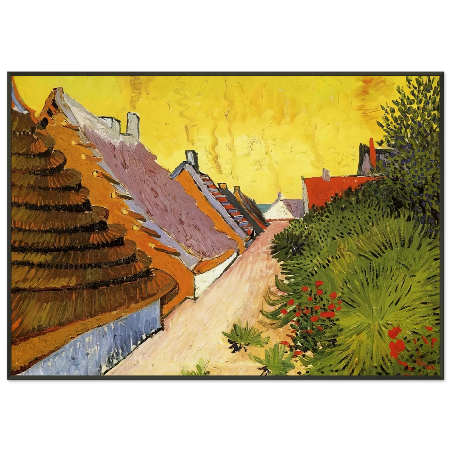 Vincent van Gogh  Street in SaintesMaries Framed Art Print  - Aluminum Frame - 21x29.7 cm / 8x12"