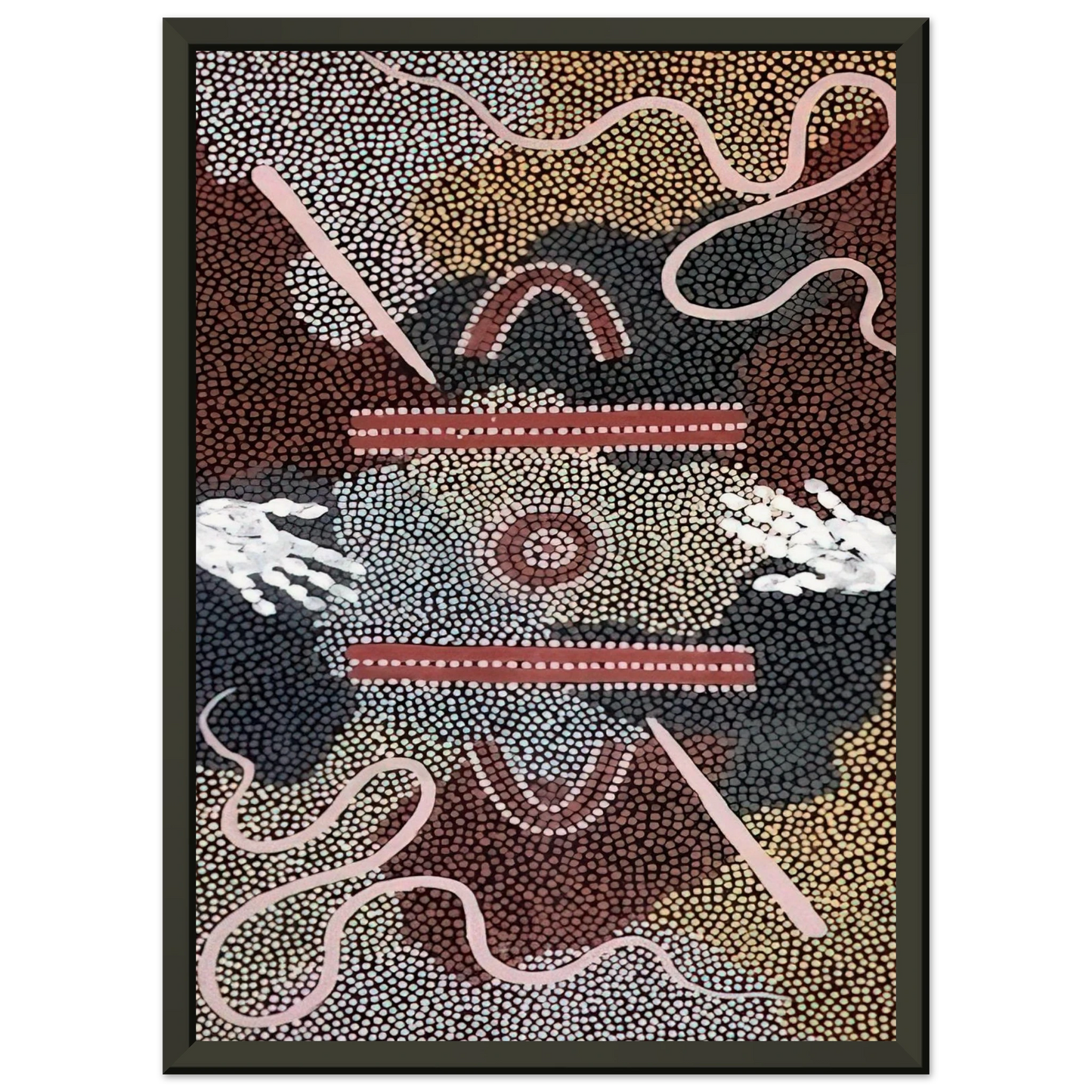 Clifford Possum Tjapaltjarri Initiation Ceremony 1998 Framed Art Print - Aluminum Frame - 70x100 cm / 28x40 inches