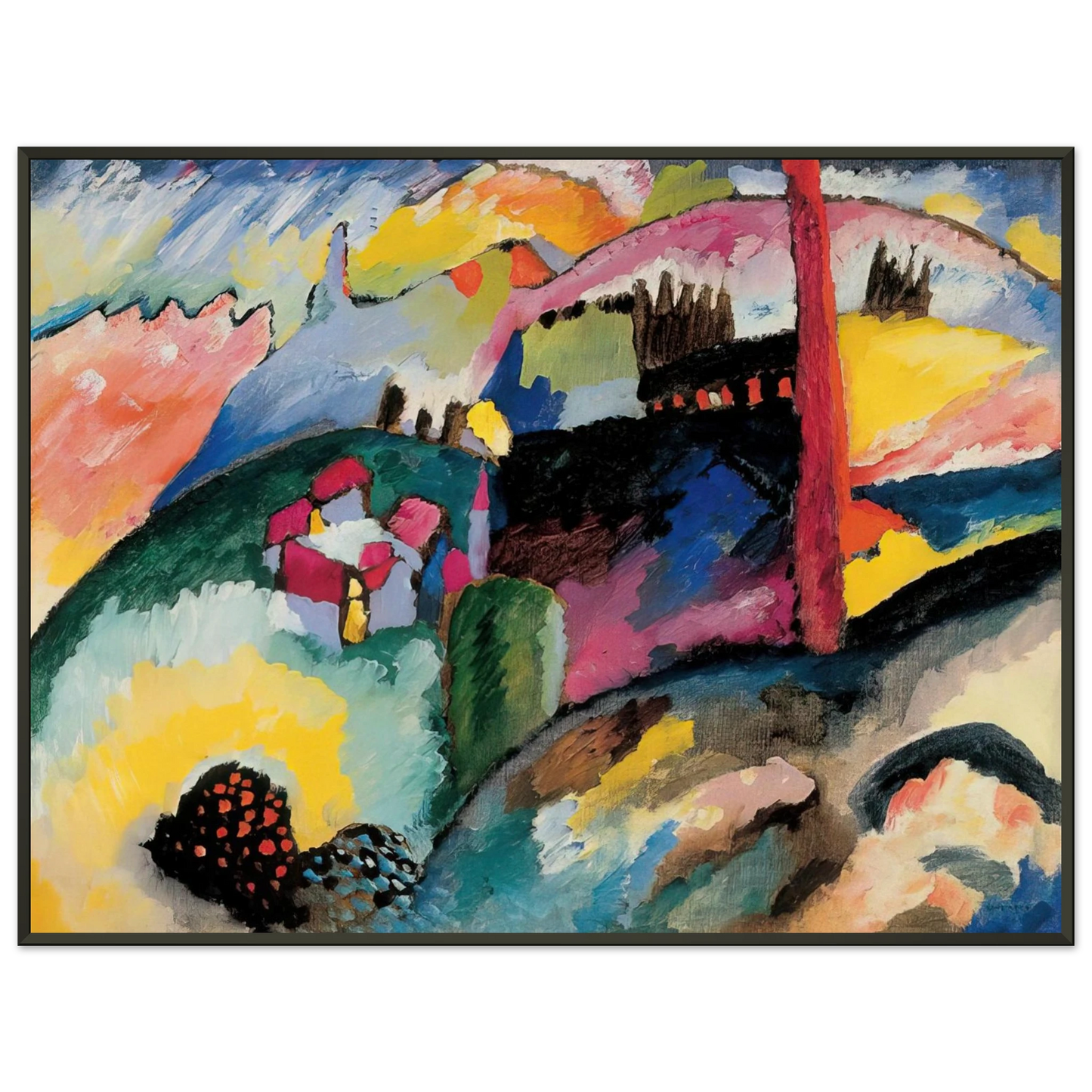 Wassily Kandinsky  LANDSCAPE WITH FACTORY CHIMNEY 1910 Framed Art Print  - Aluminum Frame - 40x50 cm / 16x20 inches