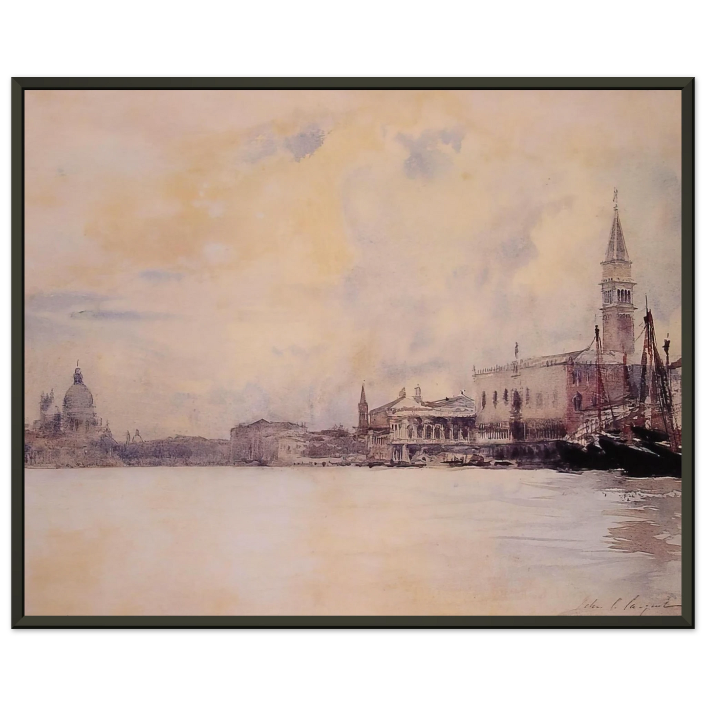 John Singer Sargent  The Entrance to the Grand Canal Venice Framed Art Print  - Aluminum Frame - 60x80 cm / 24x32 inches