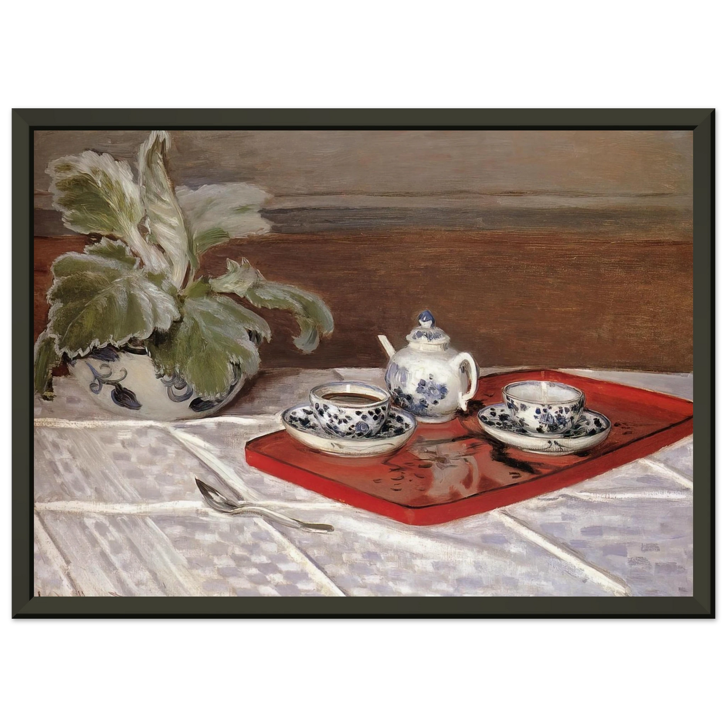 claude monet The Tea Set Framed Art Print - Aluminum Frame - 40x50 cm / 16x20 inches