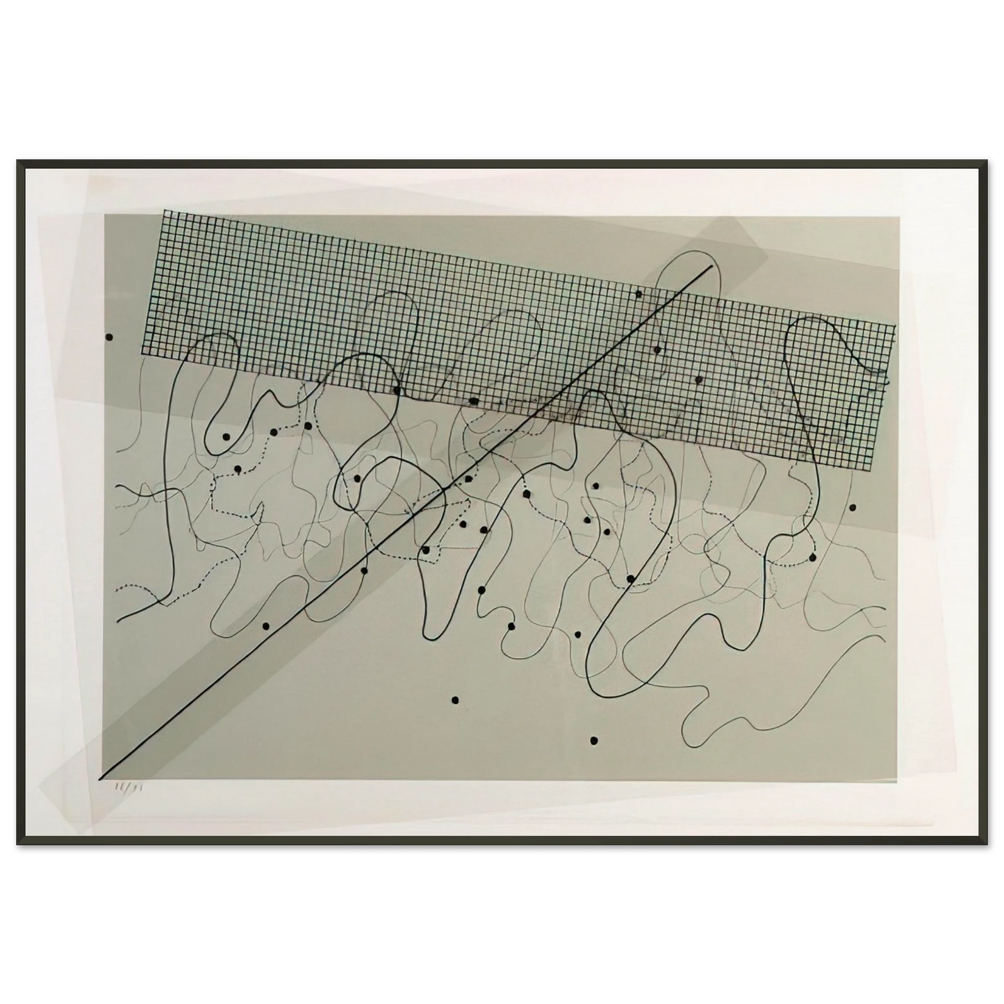 John Cage Fontana Mix Light Grey 1981 Framed Art Print - Aluminum Frame - 21x29.7 cm / 8x12"