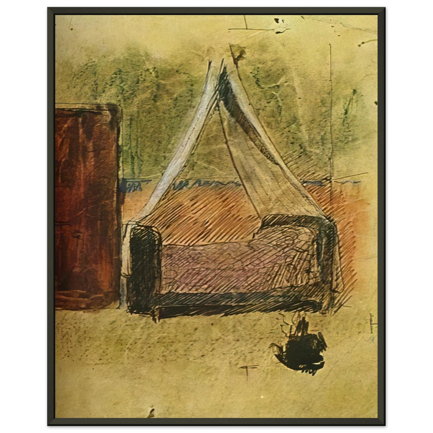 Pablo Picasso Bed with mosquito nets Framed Art Print - Aluminum Frame - 60x80 cm / 24x32 inches