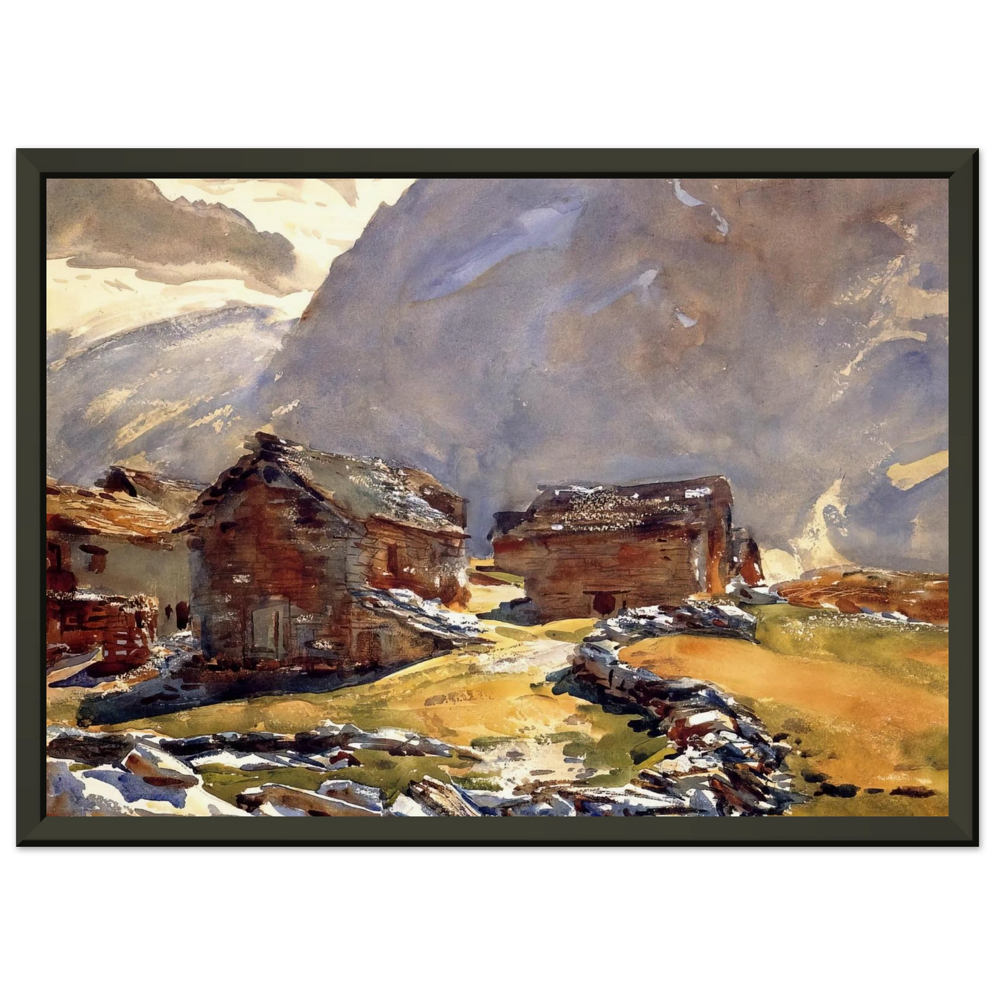 John Singer Sargent Simplon Pass Chalets Framed Art Print - Aluminum Frame - 70x100 cm / 28x40 inches