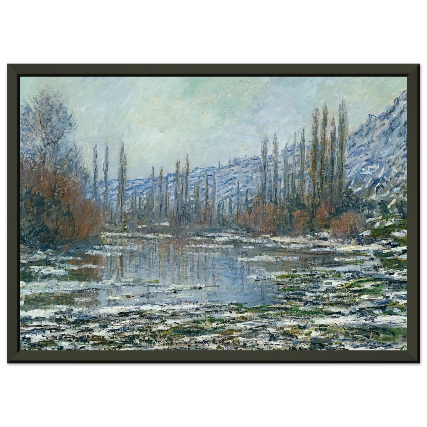 claude monet The Thaw at Vetheuil Framed Art Print - Aluminum Frame - 70x100 cm / 28x40 inches
