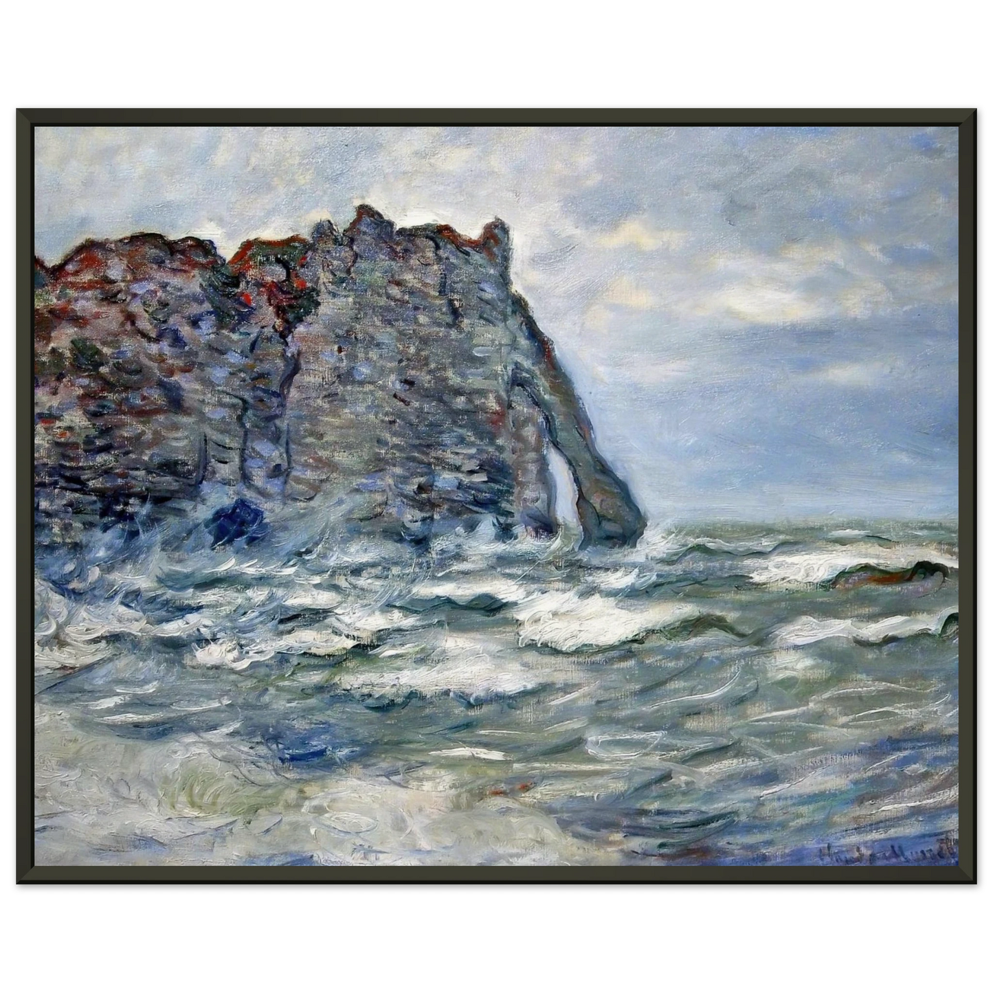 claude monet  Port dAval Rough Sea Framed Art Print  - Aluminum Frame - 70x100 cm / 28x40 inches
