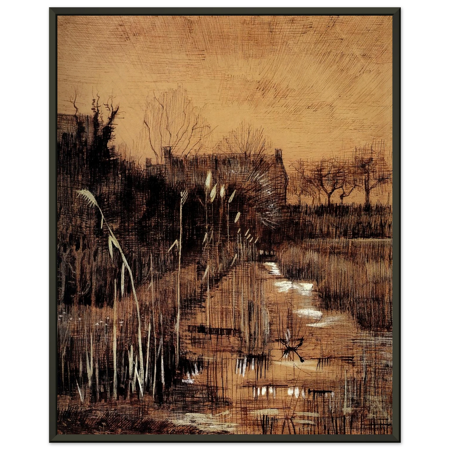 Vincent van Gogh  Ditch Framed Art Print  - Aluminum Frame - 40x50 cm / 16x20 inches