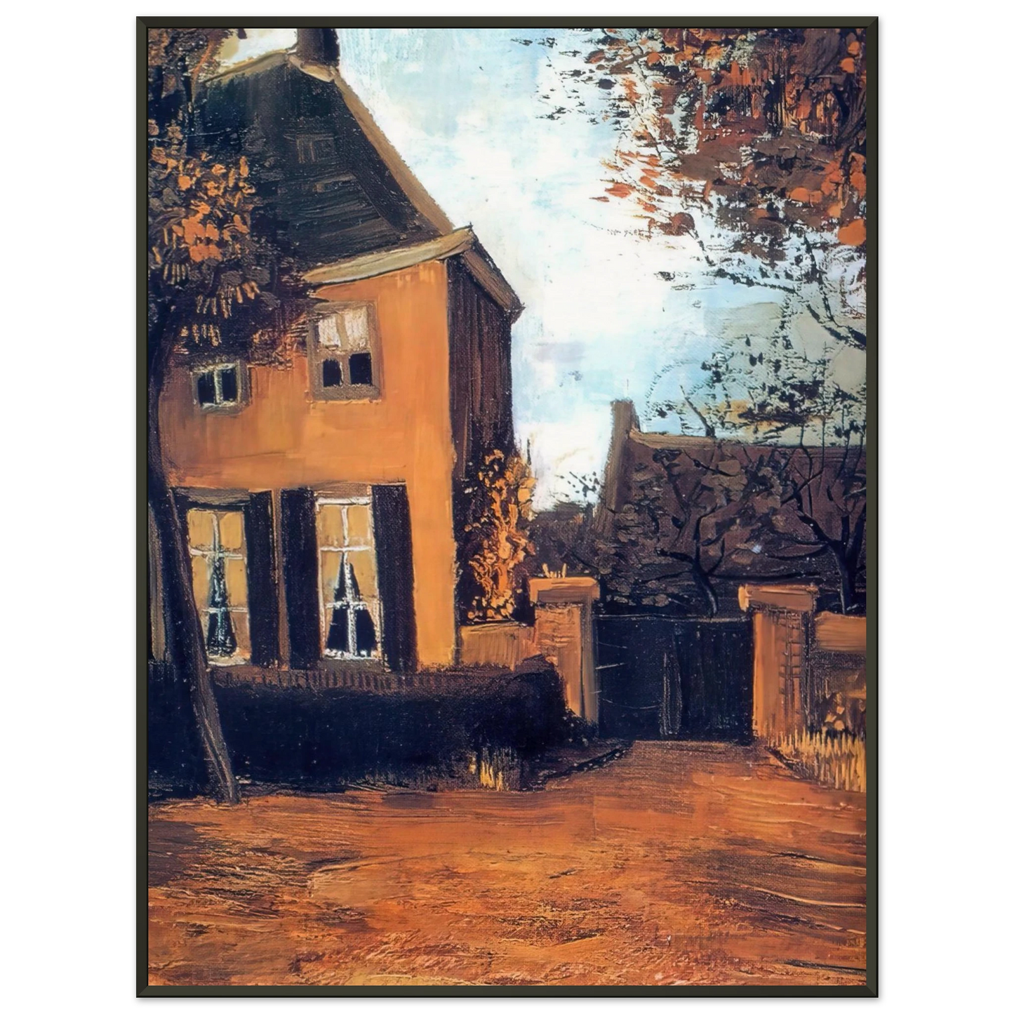 Vincent van Gogh The Vicarage at Nuenen Framed Art Print - Aluminum Frame - 60x80 cm / 24x32 inches