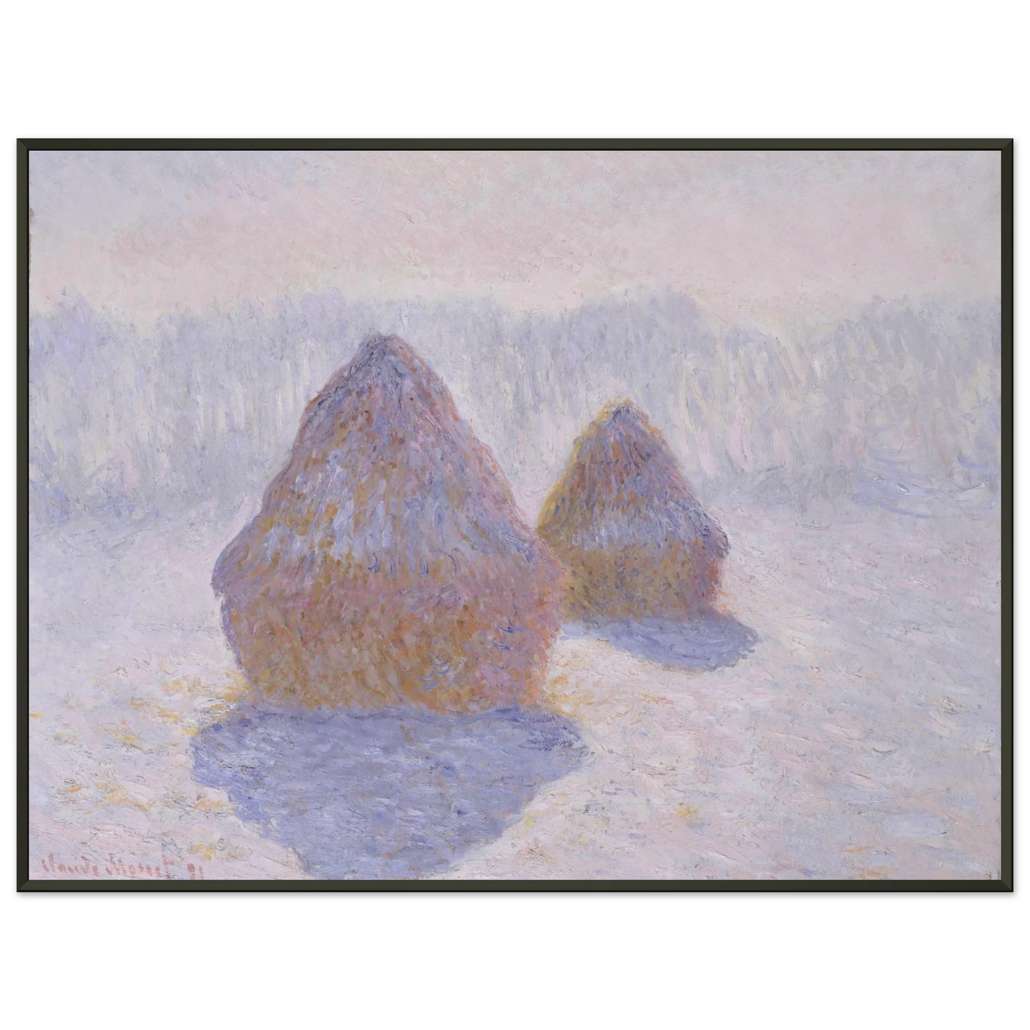 claude monet Haystacks Effect of Snow and Sun Framed Art Print - Aluminum Frame - 70x100 cm / 28x40 inches