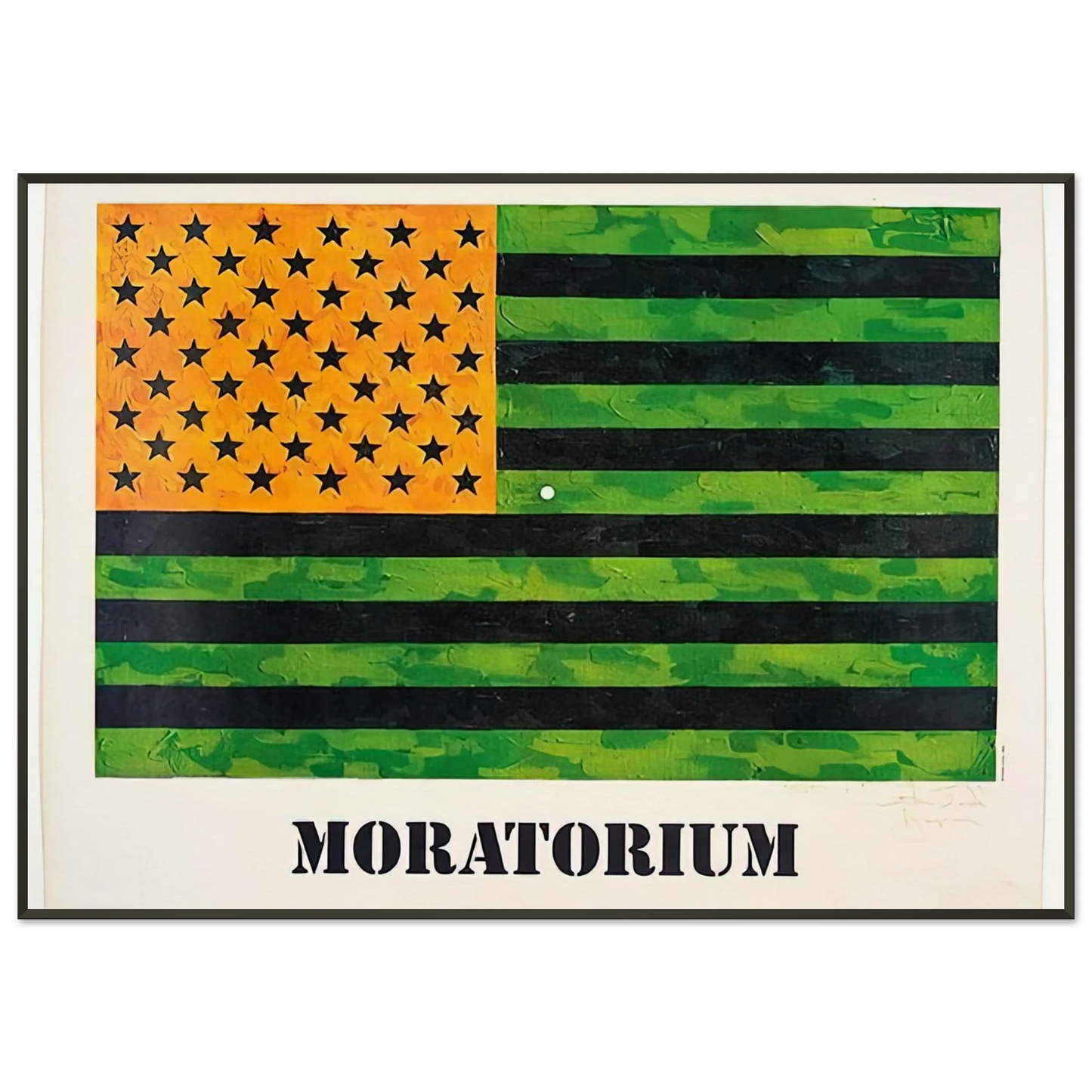 Jasper Johns MORATORIUM FLAG Framed Art Print - Aluminum Frame - 21x29.7 cm / 8x12"