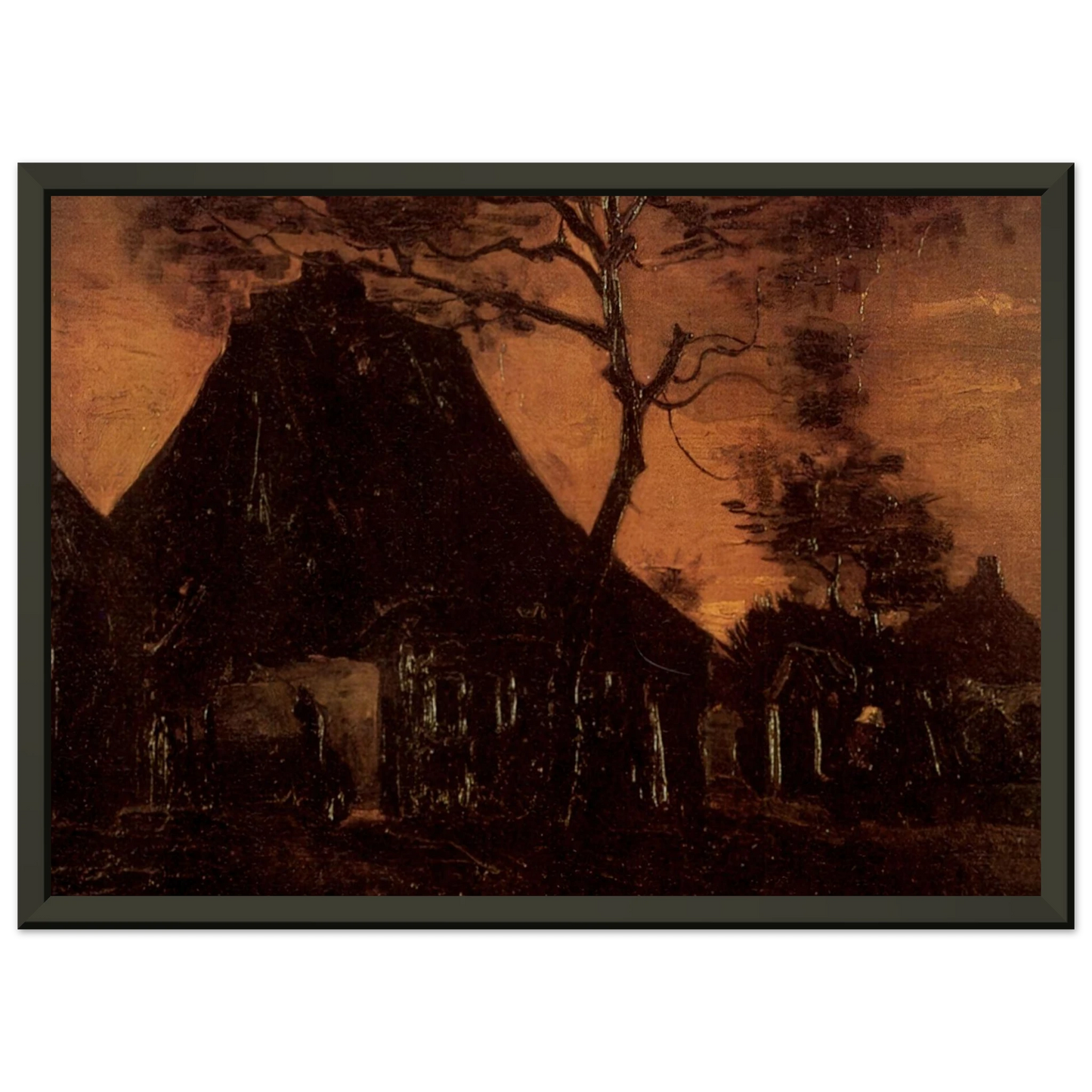 Vincent van Gogh  Cottage with Trees Framed Art Print  - Aluminum Frame - 60x80 cm / 24x32 inches