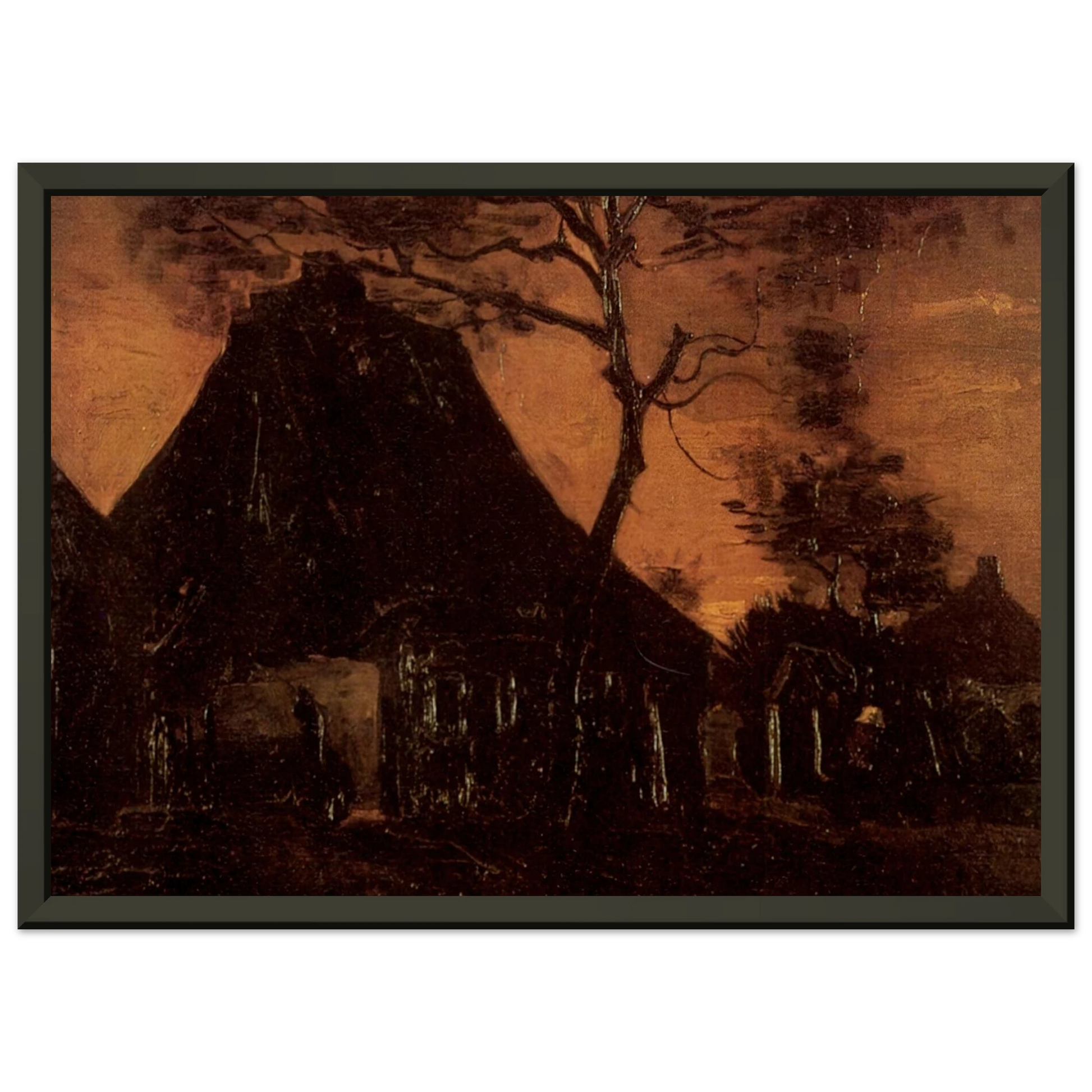Vincent van Gogh  Cottage with Trees Framed Art Print  - Aluminum Frame - 60x80 cm / 24x32 inches