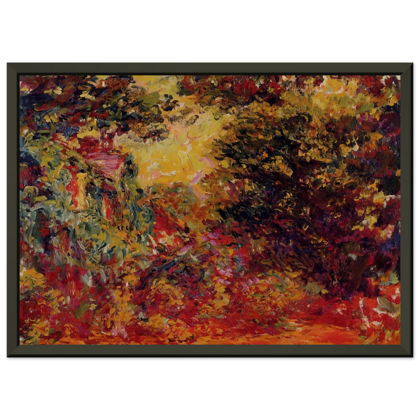 claude monet  The Artists House from the Rose Garden Framed Art Print  - Aluminum Frame - 40x50 cm / 16x20 inches